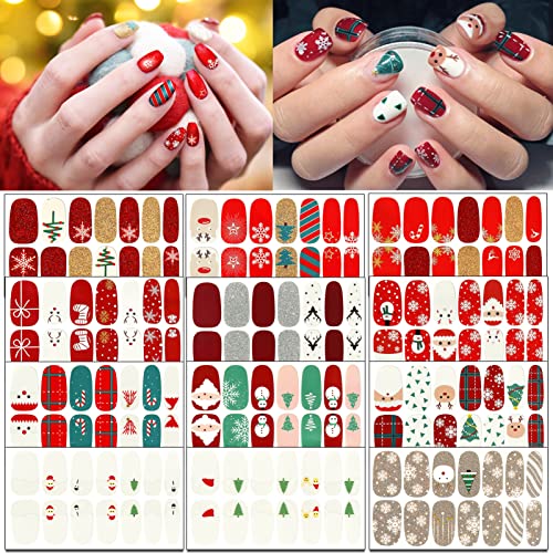 TailaiMei 12 Sheets Christmas Nail Polish Stickers - Self-Adhesive Nail Art Decals with 2 Nail Files, Glitter Manicure Kit for Holiday Nail Designs | Perfect for Christmas Parties, Gift Giving & DIY Nail Art