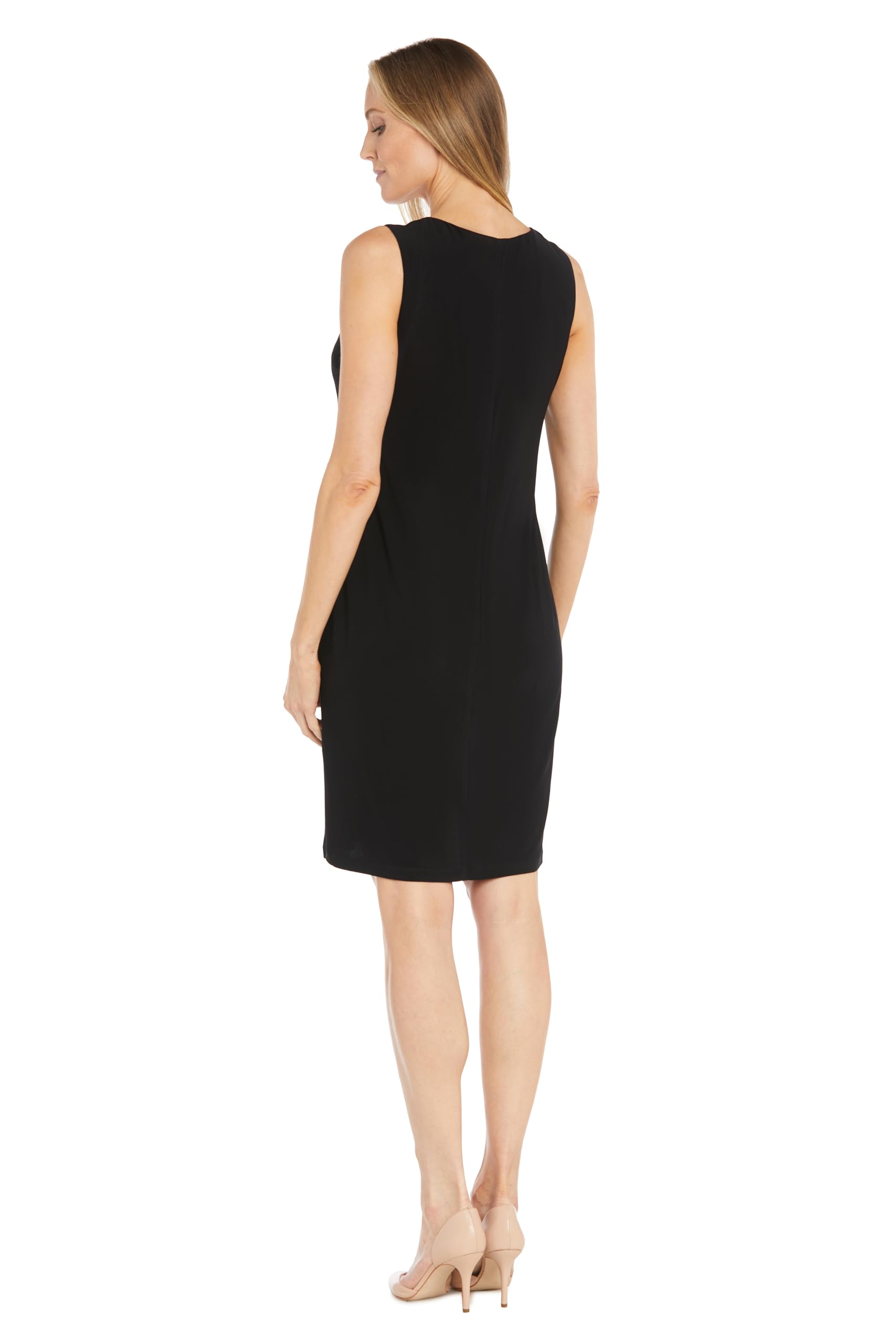 R&M Richards 2-Piece Contrast Duster Jacket Dress with Embroidery & Sequin Embellishments - Elegant Women's Formal Outfit for Weddings, Parties & Special Occasions
