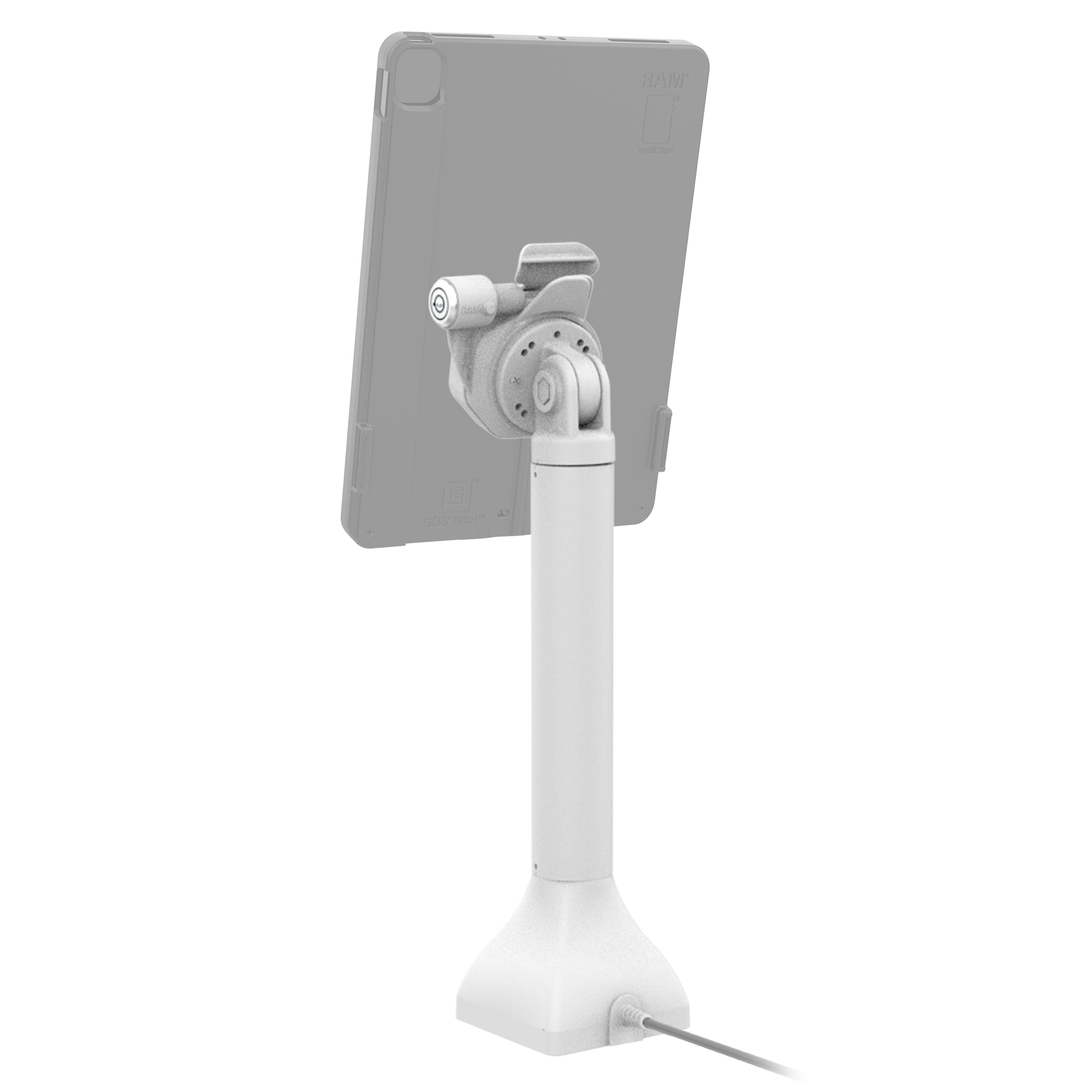 GDS® Uni Conn™ Powered 14 Locking Pedestal Dock with PoE - Gray (RAM GDS DOCKLR D11 14 U3E GRY) | Secure Charging Station for Office, Warehouse & Industrial Use