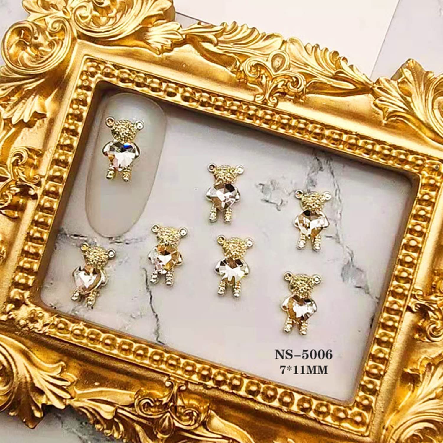 24pcs Gold & Silver Alloy Bear Nail Art Charms - Cute Metal Rhinestone Nail Decorations for Women & Girls - DIY Manicure Jewelry Making Supplies - Perfect for Nail Salon, Party, Wedding & Festival Nail Designs