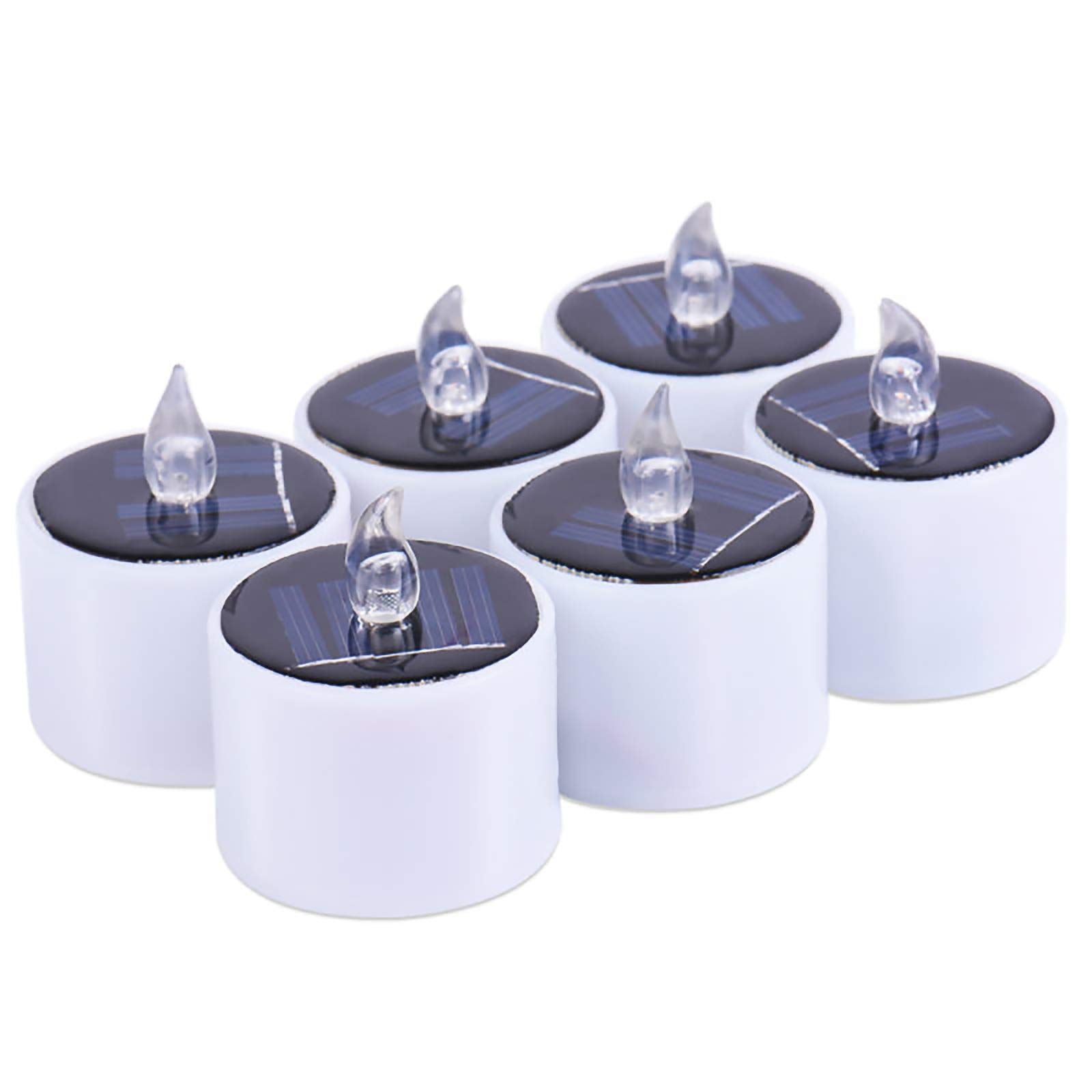 6Pcs Solar LED Light Candles - Flameless Electronic Outdoor Decorative Lights with Solar Power, Warm Yellow Light for Garden, Patio, and Wedding Decor