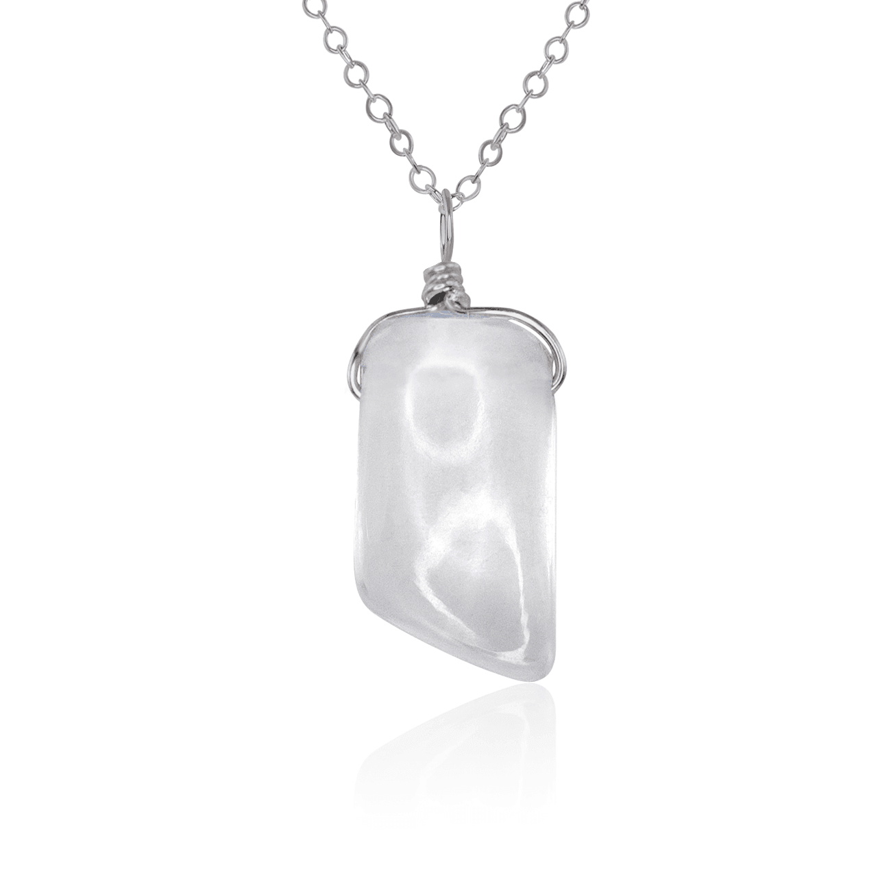 Small Smooth Crystal Quartz Pendant Necklace - Elegant Healing Stone Jewelry for Women, Perfect for Meditation, Yoga & Spiritual Gifts