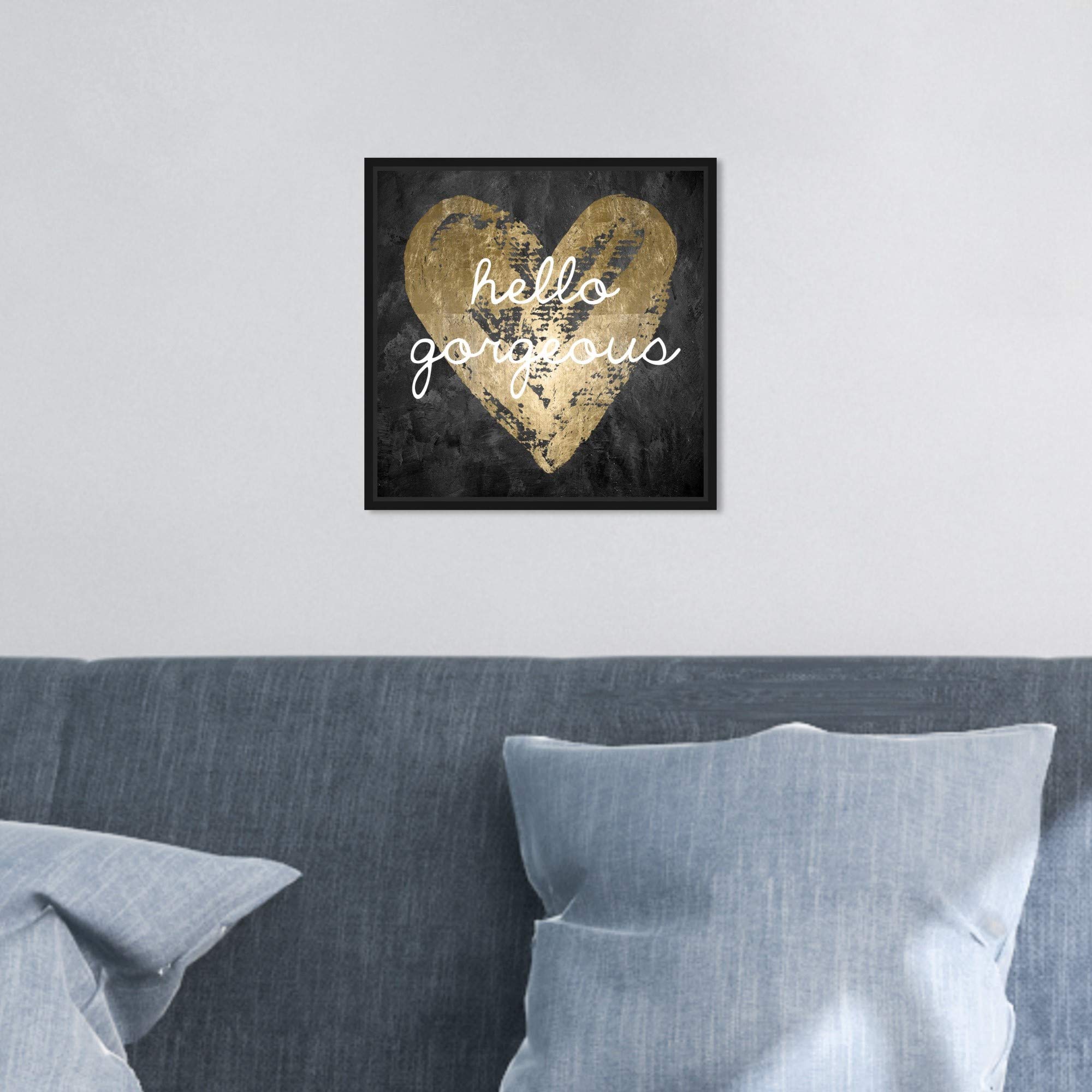 Oliver Gal Artist Co. 'Gorgeous Salute' Typography Framed Wall Art - 12x12 Inch Gold & Black Canvas Print with Inspirational Quotes, Home Decor for Living Room, Bedroom or Office
