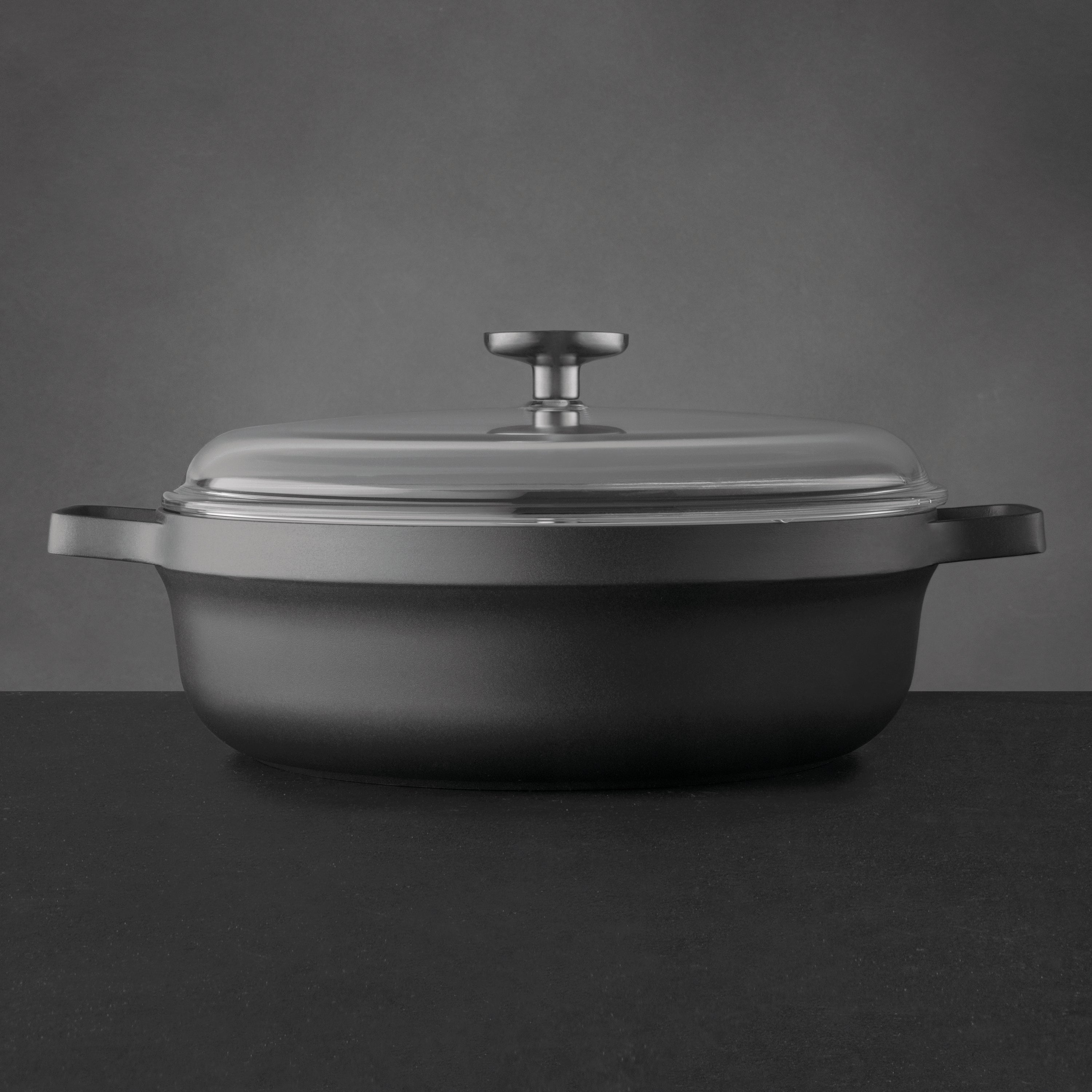 BergHOFF GEM 11 Non-Stick 4.9Qt Sauté Pan with Glass Lid - 2 Handles, Black - Perfect for Sautéing, Frying & Simmering - Induction Compatible Cookware for Home Chefs