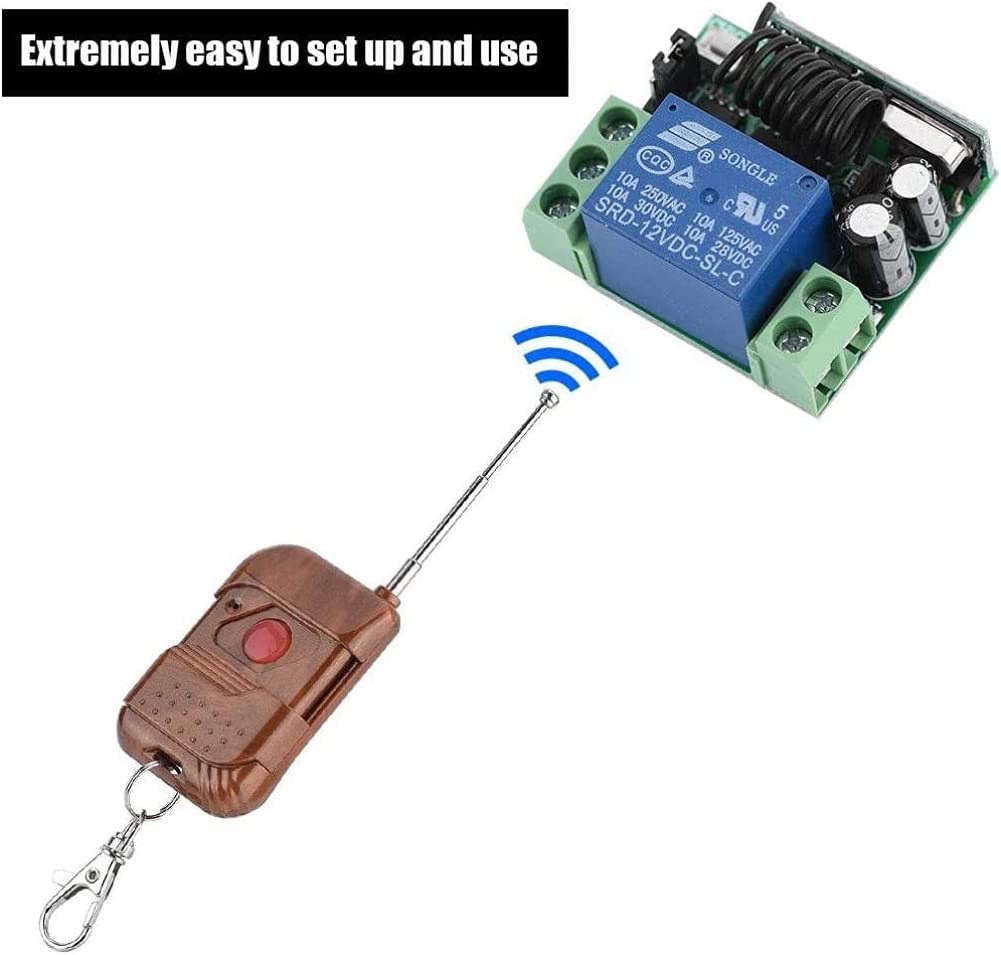 433MHz Wireless Remote Control Switch - 12V DC 1 Channel Relay Receiver with RF Transmitter for Home Automation | Manual Operation | Ideal for Lighting, Garage Doors & Smart Home Devices