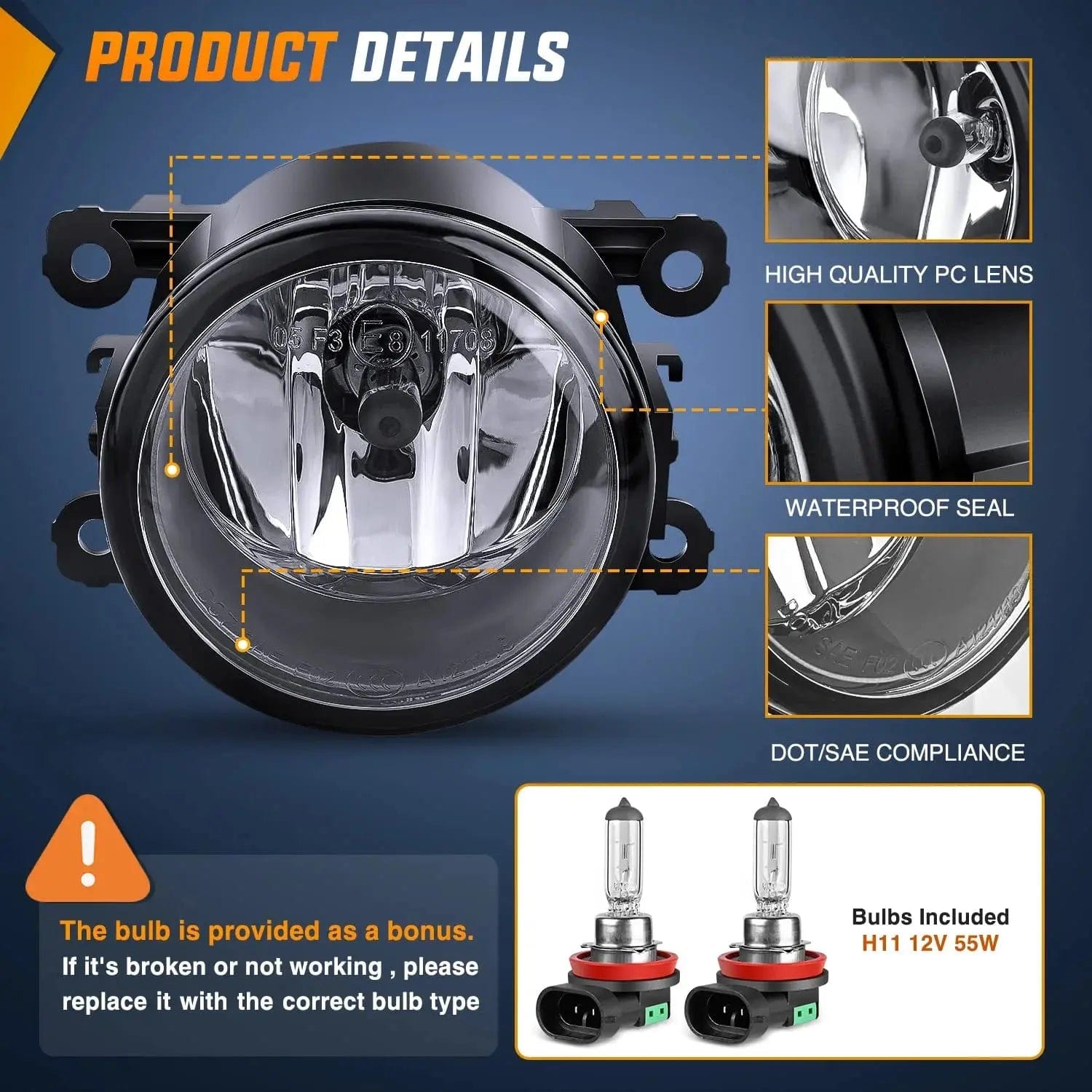 2005-2016 Ford Lincoln Honda Acura Nissan Subaru Suzuki Fog Light Assembly Replacement - Compatible with Multiple Models & Years - Perfect for Night Driving & Bad Weather Visibility
