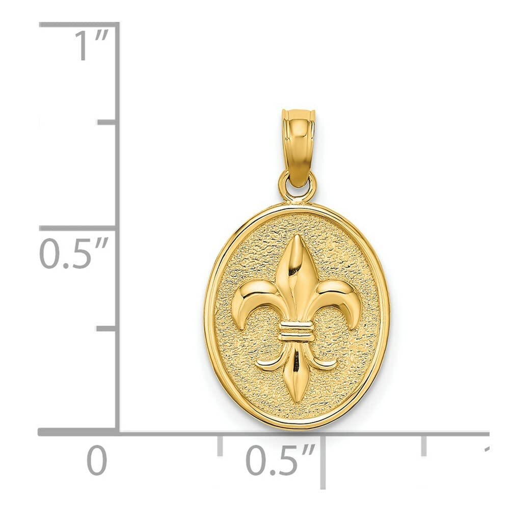 14k Yellow Gold Fleur-De-Lis Oval Disc Charm Pendant - Elegant French-Inspired Jewelry for Necklaces & Bracelets - Perfect for Gifts, Weddings & Special Occasions