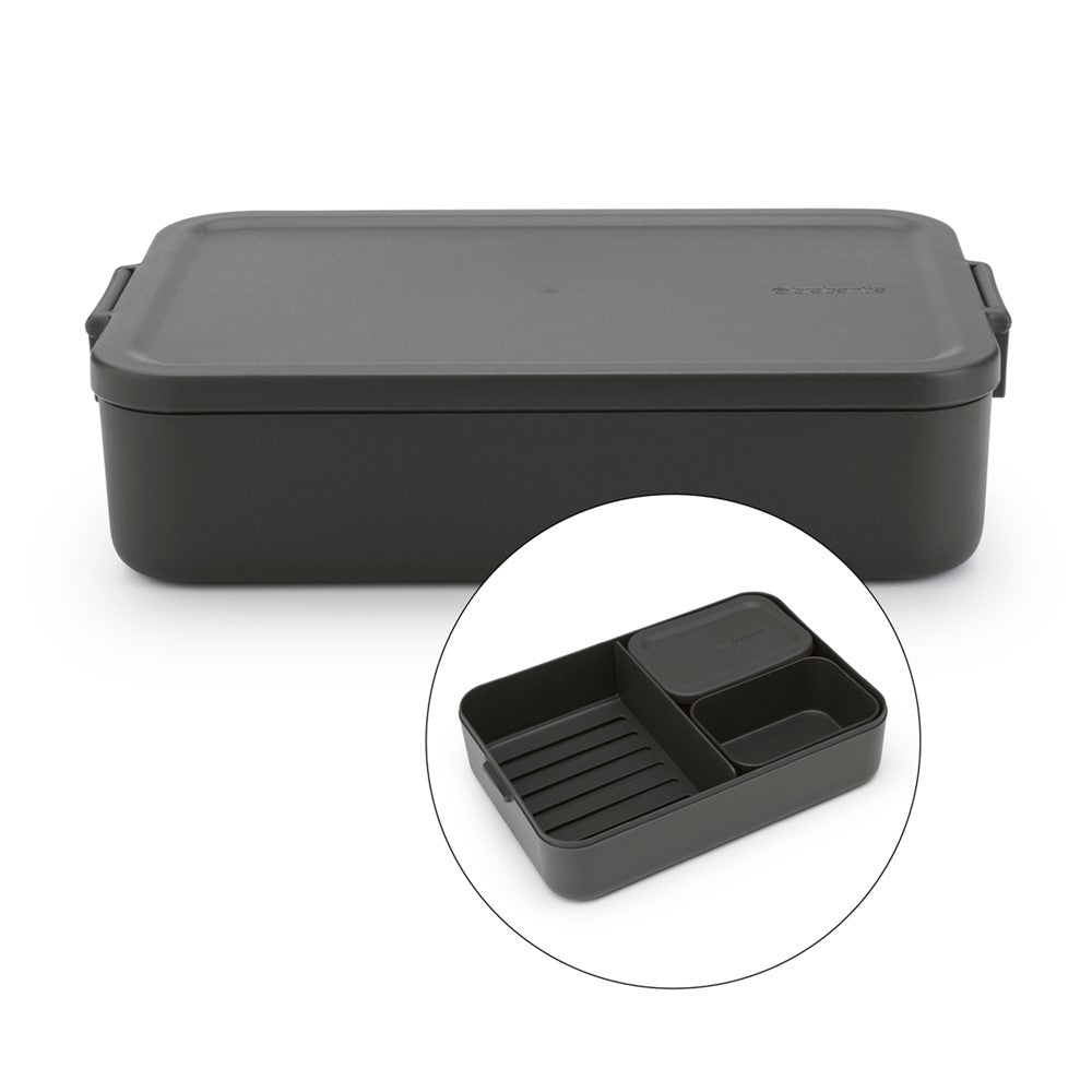 2L Dark Grey Make & Take Lunch Box Bento - Perfect for Office, School & Picnics | Insulated Food Container