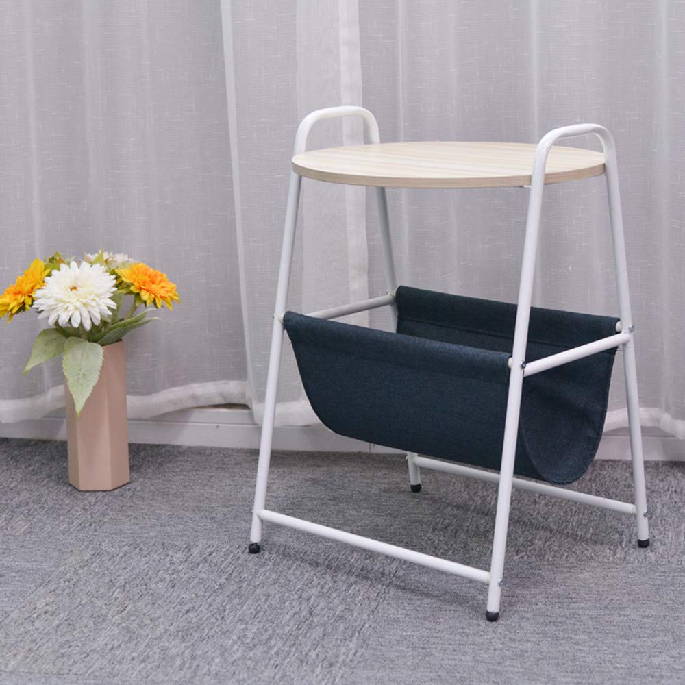 QFFL Round Bedside Table - Small Folding Coffee Table with Storage Shelf for Bedroom, Durable Lifetime Design (Color: 3, Size: 45x38x60cm) - Perfect Nightstand for Small Spaces & Apartment Living