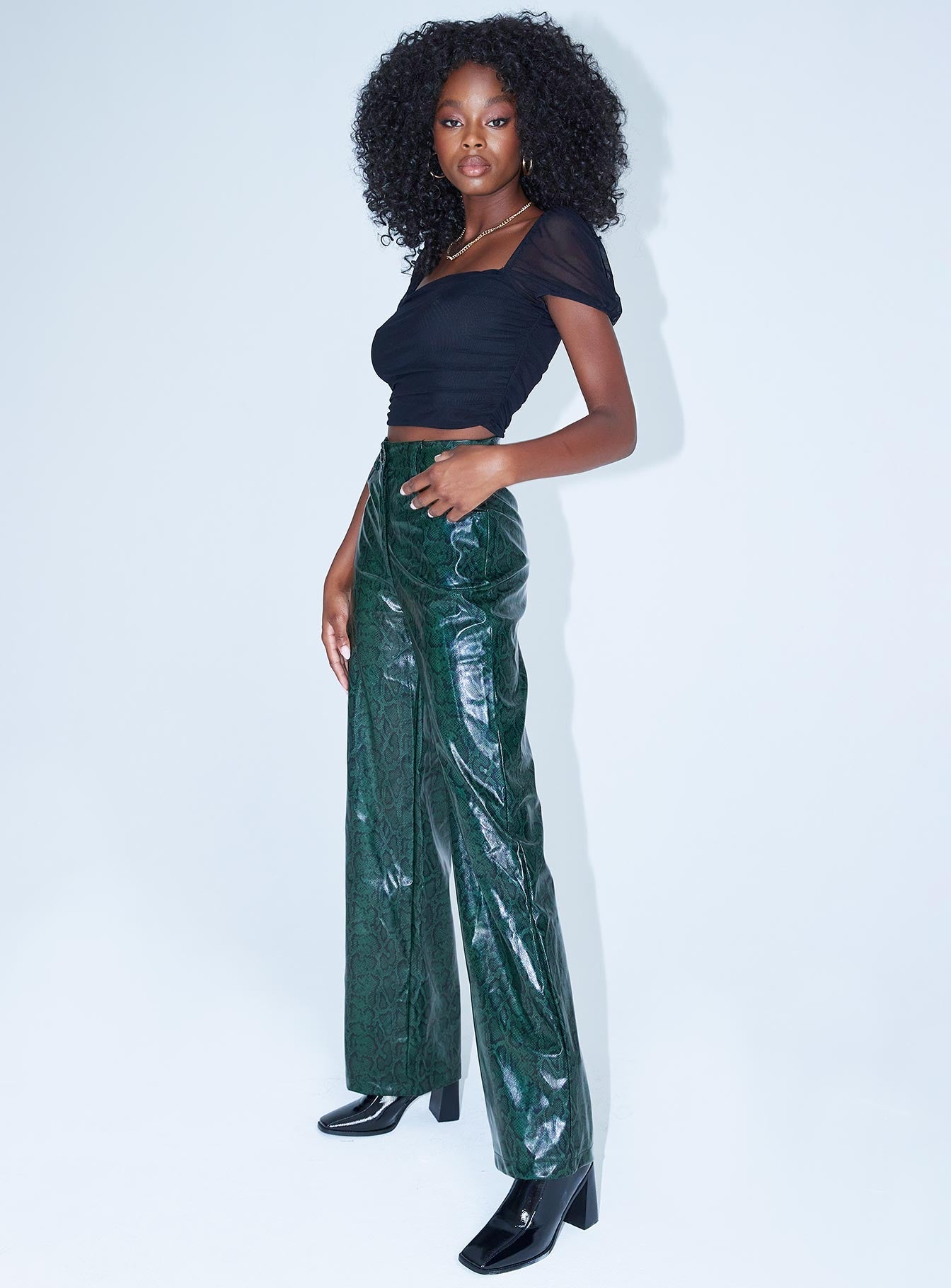 Bad Romance Green Pants for Women - Trendy High Waisted Casual Trousers for Streetwear, Outfits & Everyday Fashion
