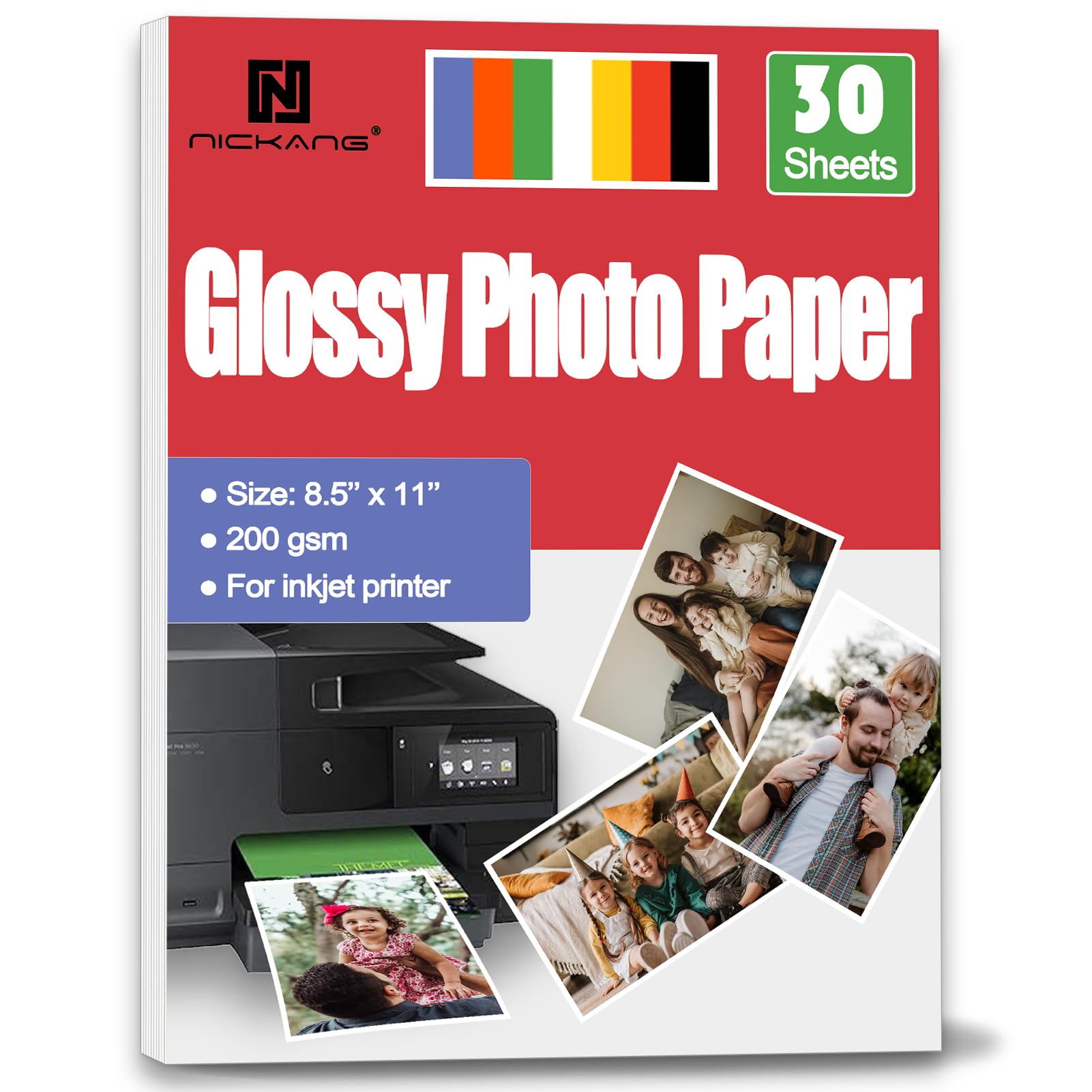 Premium Glossy Photo Paper 8.5x11 Inches - 200 GSM High-Quality Inkjet Printer Paper for Vibrant Photos - Letter Size (30 Sheets) - Perfect for Photo Printing, Scrapbooking & Home Decor