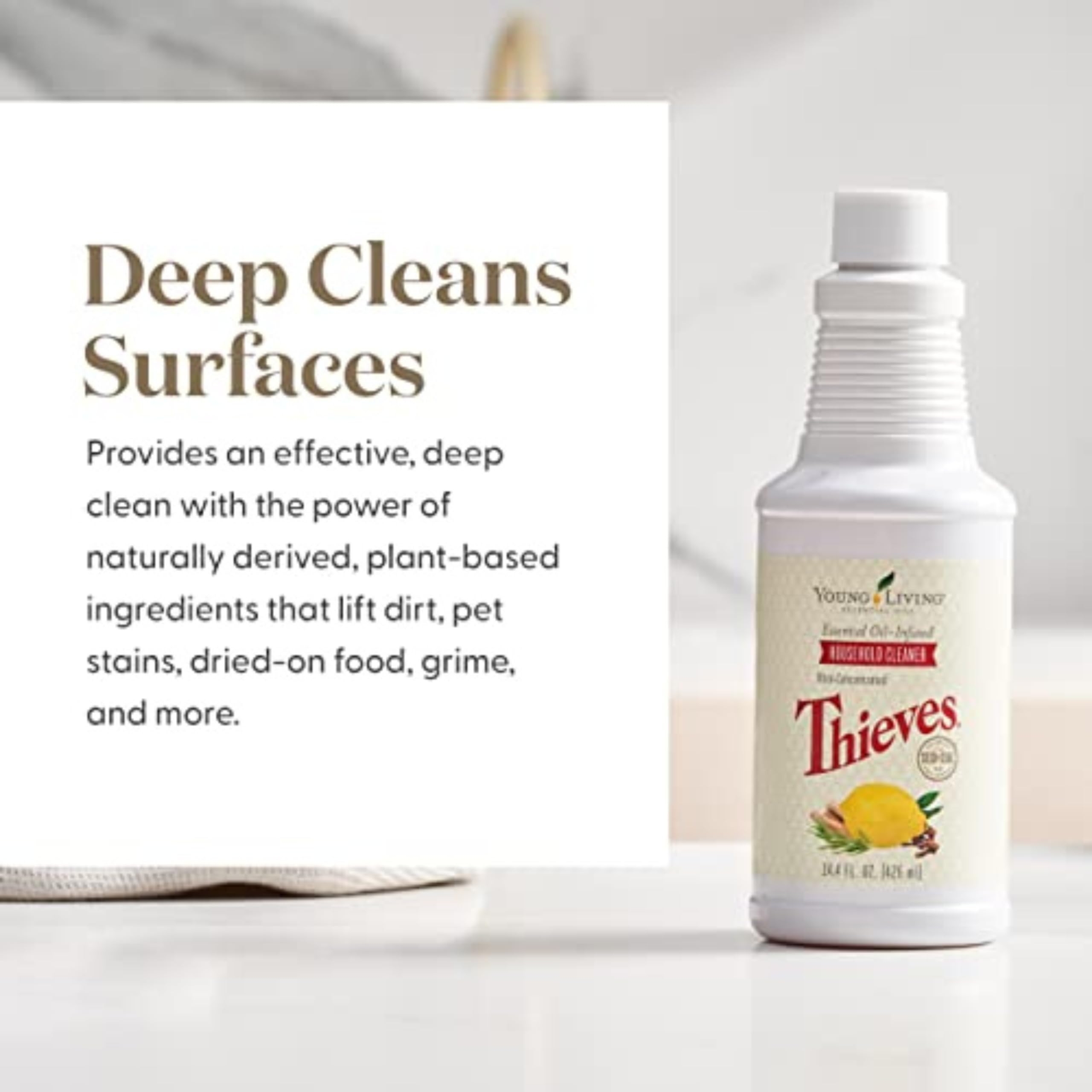 Young Living Thieves All-Purpose Cleaner 14.4 oz | Plant-Based Natural Household Cleaner with Essential Oils | Safe for Floors, Mirrors, Carpets & Pet Areas | Multi-Surface Cleaner for Kitchen, Bathroom & Living Room