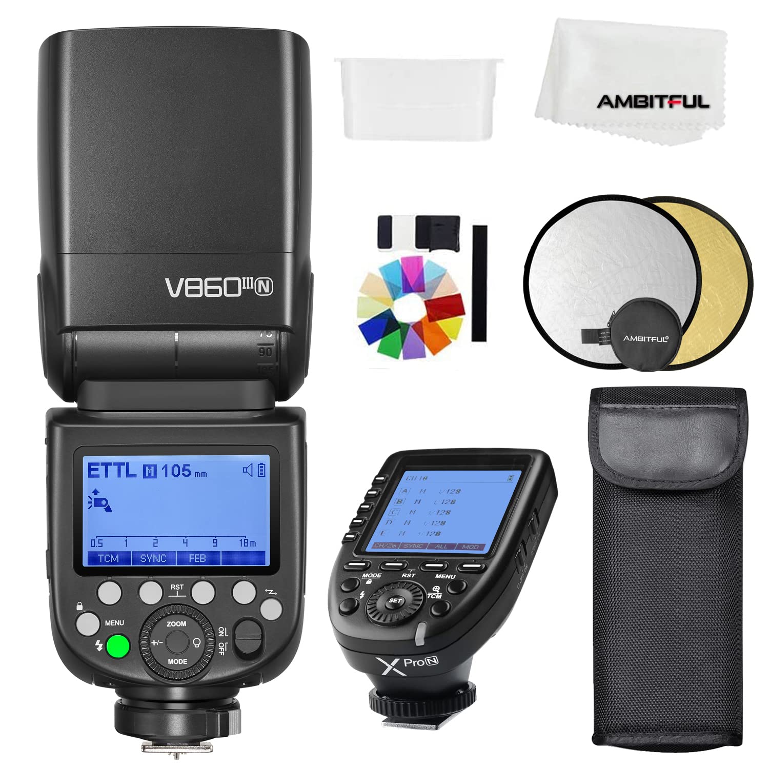 Godox V860III-N TTL 2.4G GN60 HSS Camera Flash with 10-Speed Adjustable Modeling Light & XPRO-N Trigger for Nikon DSLR - Perfect for Wedding, Portrait & Studio Photography