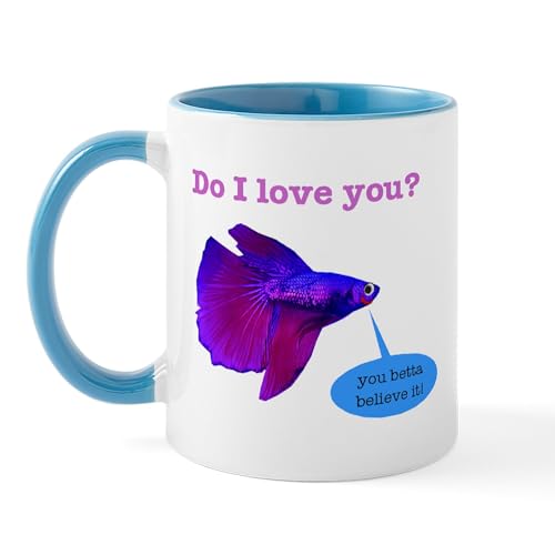 White/Blue Inside - Betta Fish Mug