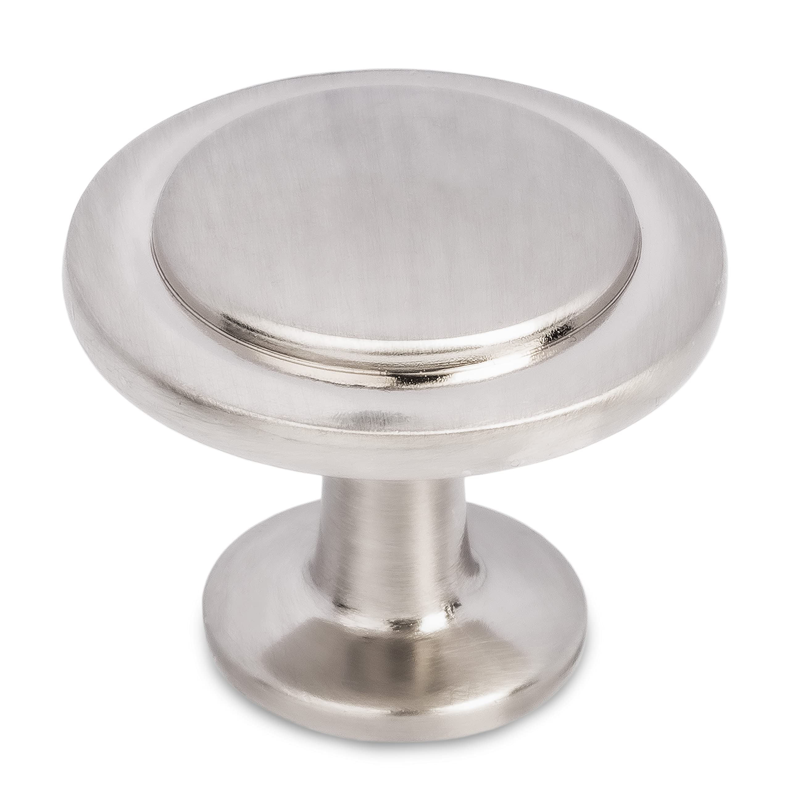 1-1/4 Inch Round Cabinet Knobs - Satin Nickel Drawer Pulls for Kitchen, Bathroom, Dresser & Nightstand - Durable Cabinet Hardware for Home Decor (Set of 10) - Perfect for Modern Cabinets, Vanities and Furniture Upgrades