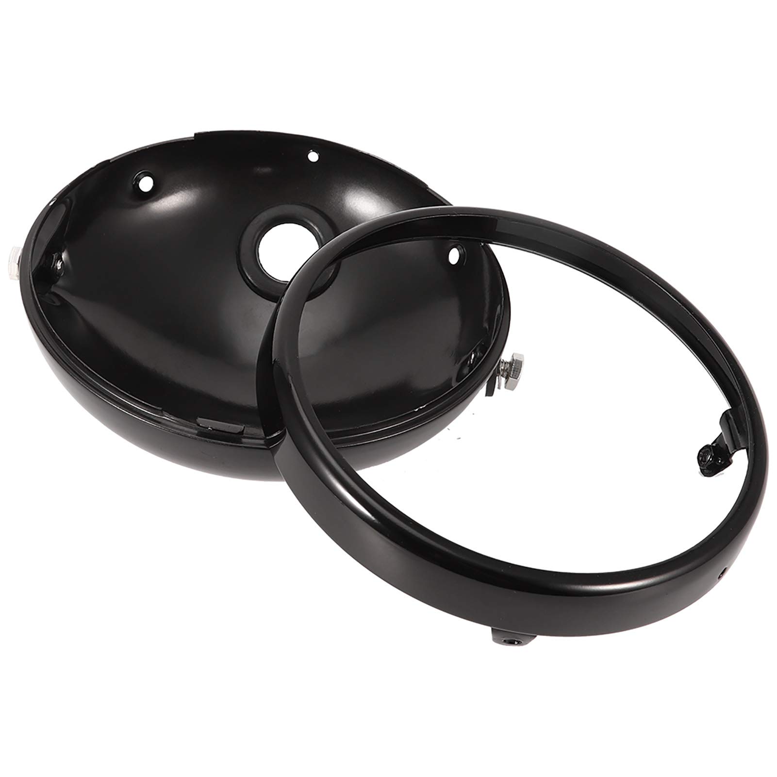 Fydun 7 Inch Black Iron Motorcycle LED Headlight Cover - Durable Housing for Harley, Chopper & Cruiser Bikes - Perfect for Night Riding & Custom Modifications