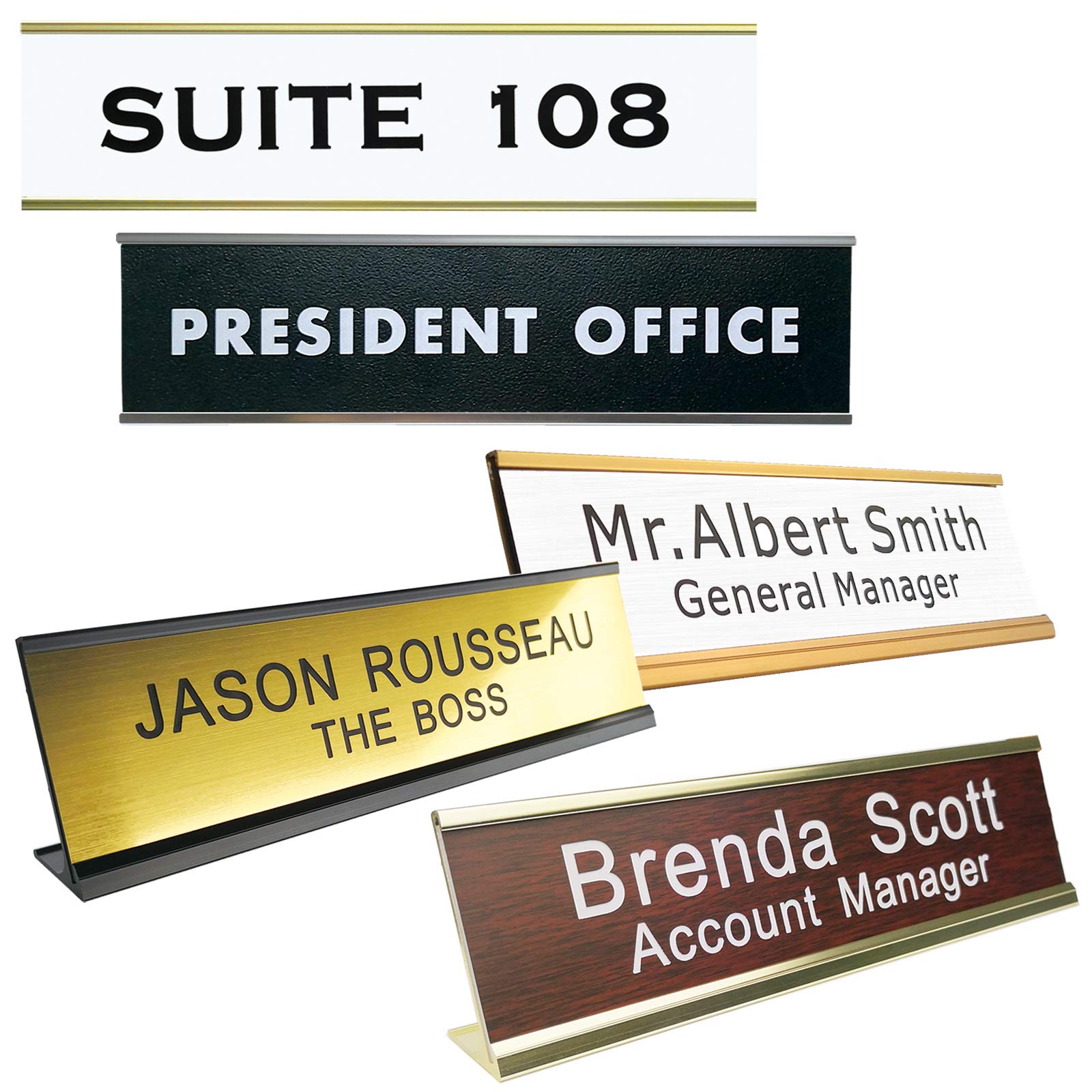 Custom Engraved Personalized Name Plate - 2x8 Inches - Wall or Desk Holder - Perfect for Office, Home Decor & Gifts