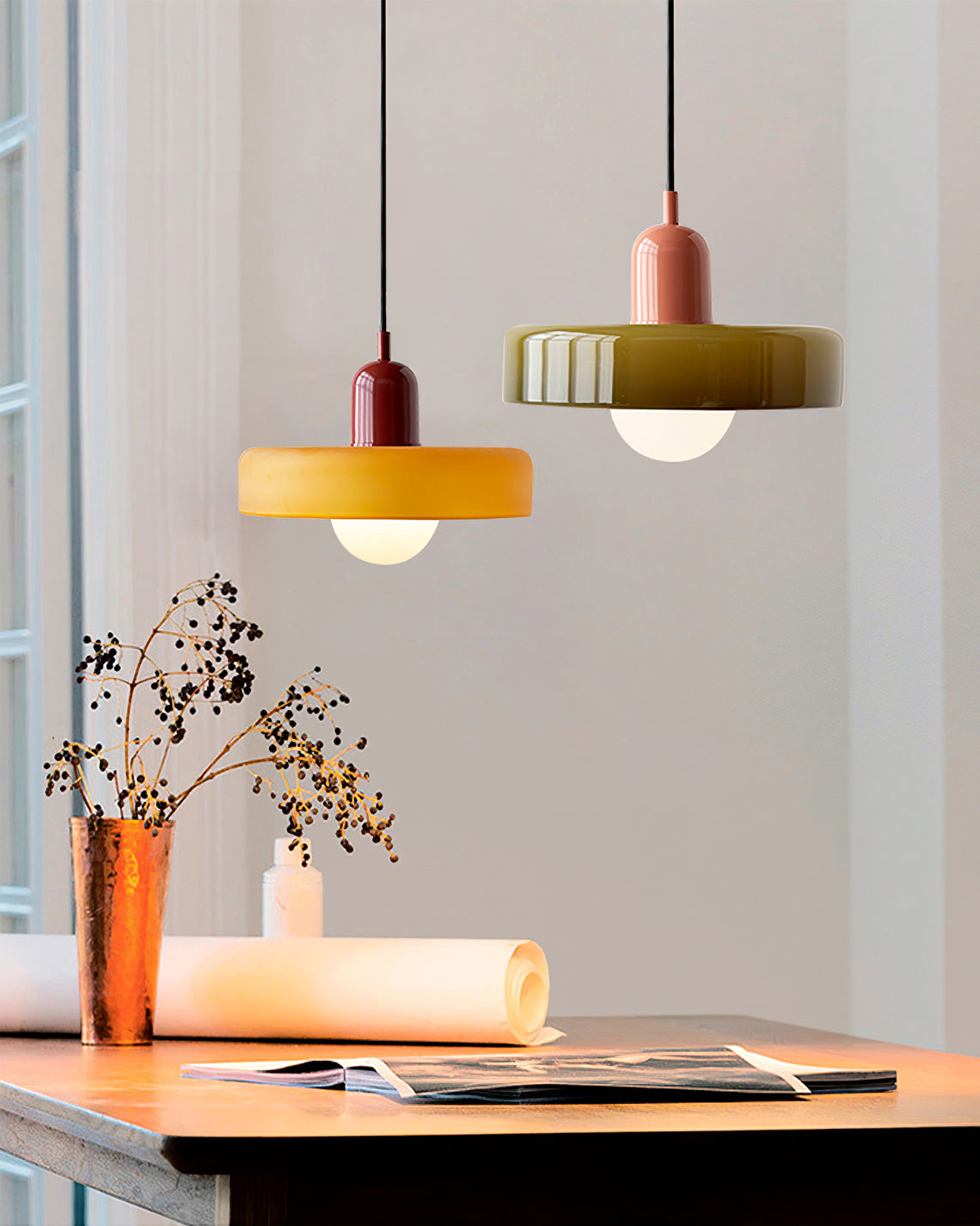 Modern Disc Orb Pendant Light Fixture - Sleek Minimalist Ceiling Lighting for Dining Room, Kitchen, Bedroom & Living Room Decor