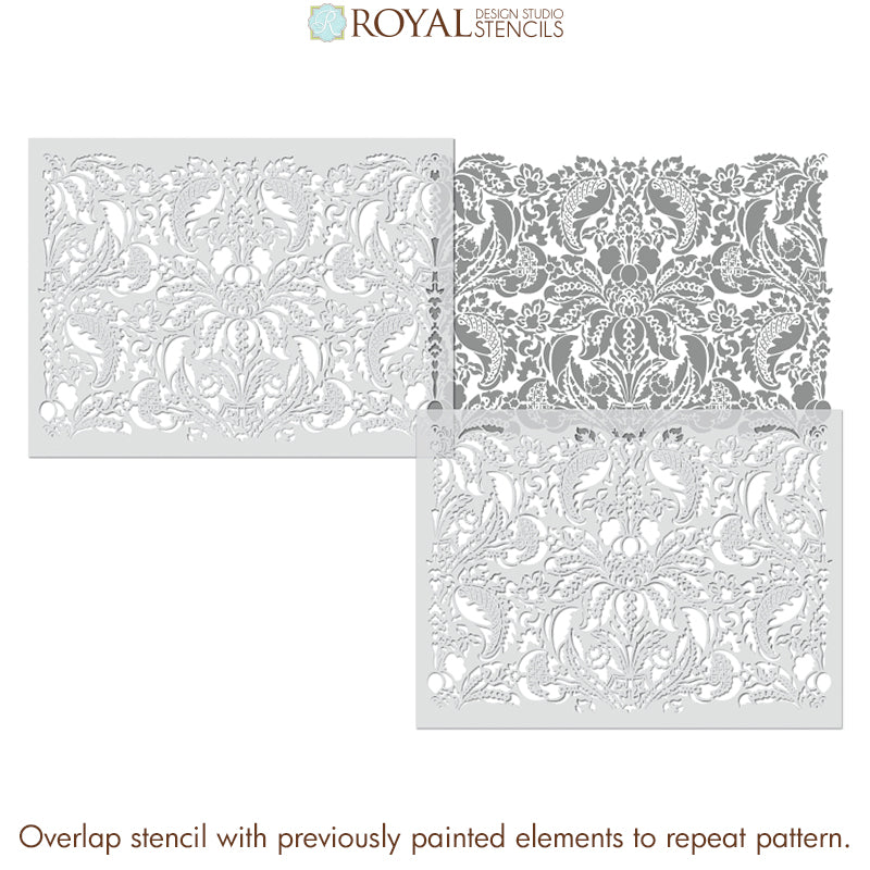 Upscaled Isadora Damask Wall Stencil - Reusable DIY Painting Template for Home Decor, Accent Walls, and Furniture Upcycling - Perfect for Bedrooms, Living Rooms, and Craft Projects