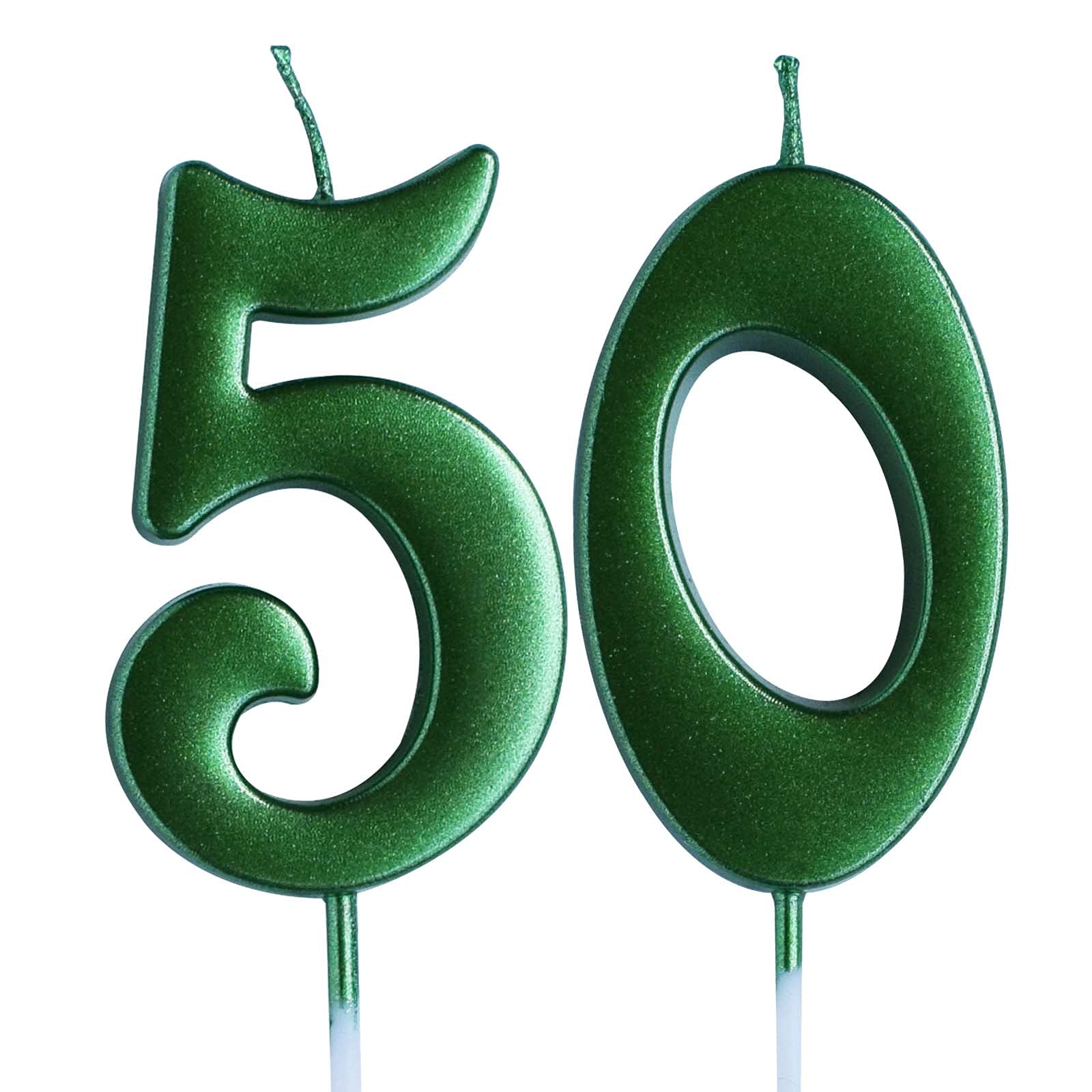 Green 50th Birthday Candle - Number 50 Cake Topper for Women & Men - Party Decorations & Supplies - Perfect for Milestone Celebrations, Anniversaries & Retirement Parties