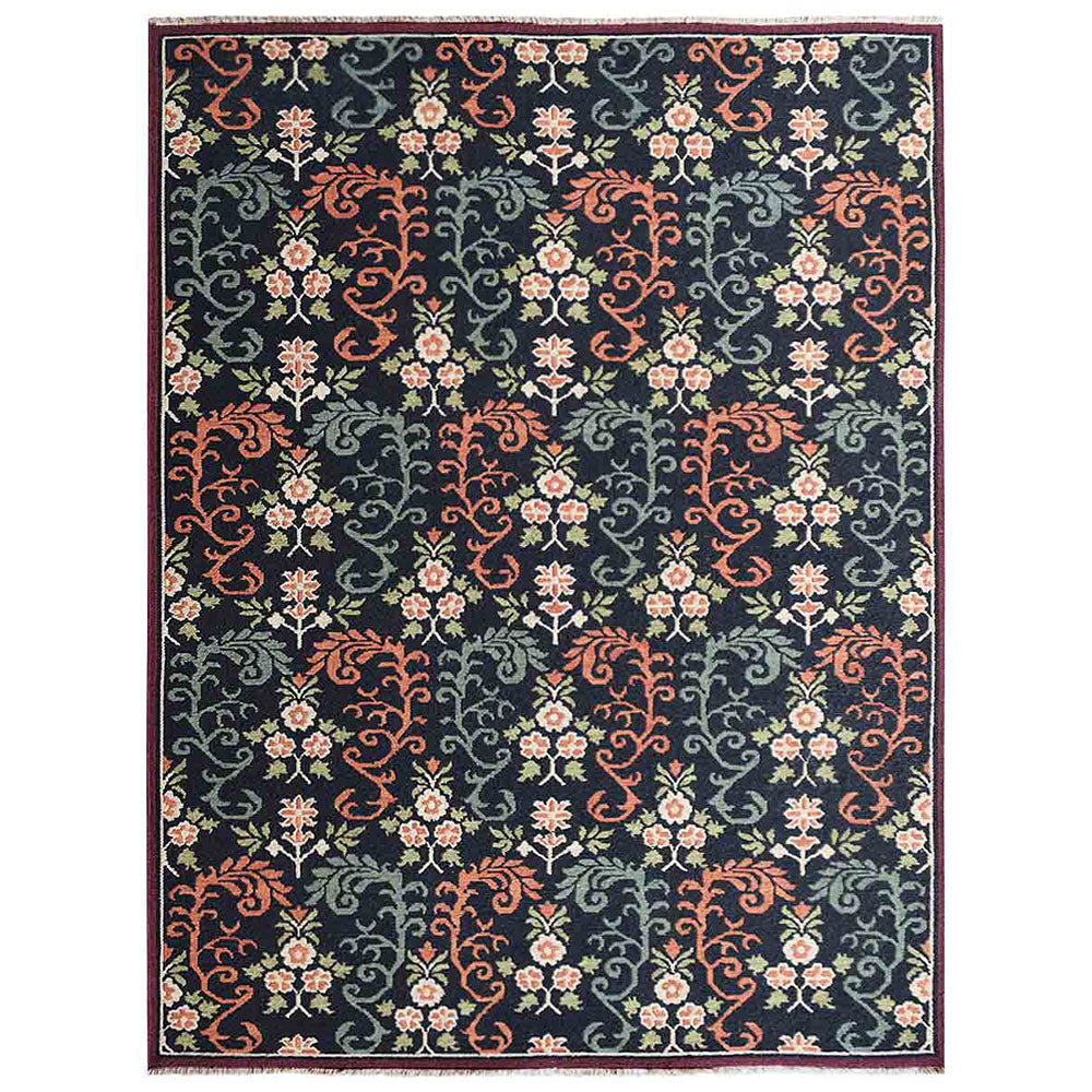 Hand Knotted Chrysanthemum Area Rug - Traditional Floral Design for Living Room, Bedroom & Home Decor