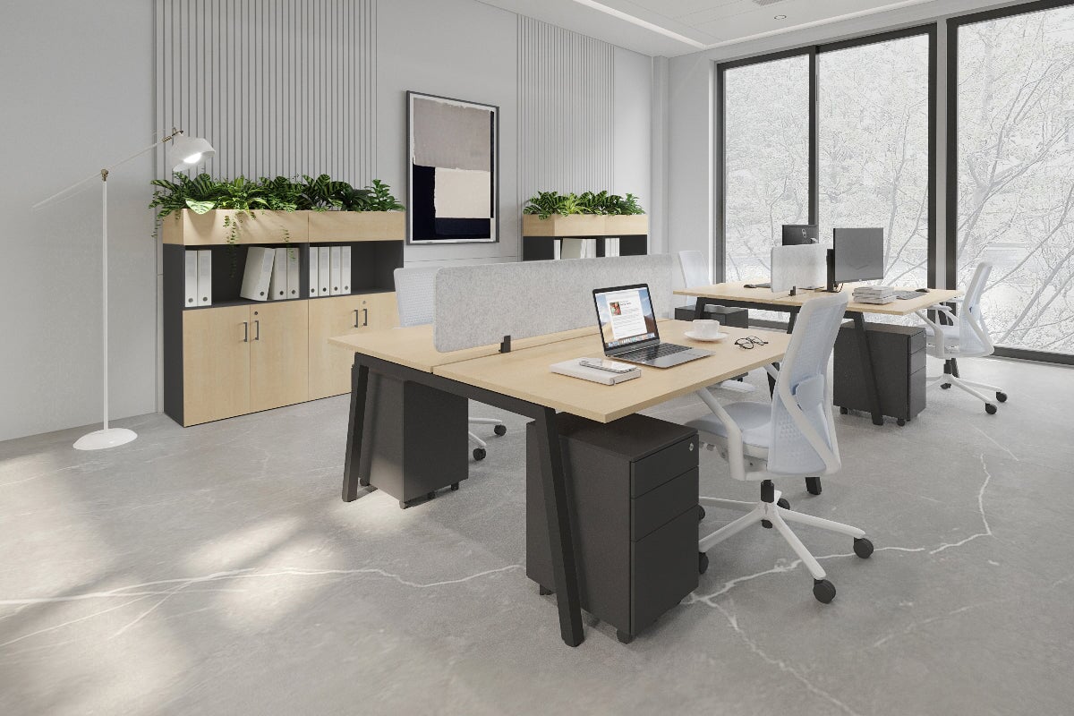 Quadro 2 Person Office Workstation Desk [1400L x 700W] - Perfect for Shared Workspaces & Collaborative Office Environments