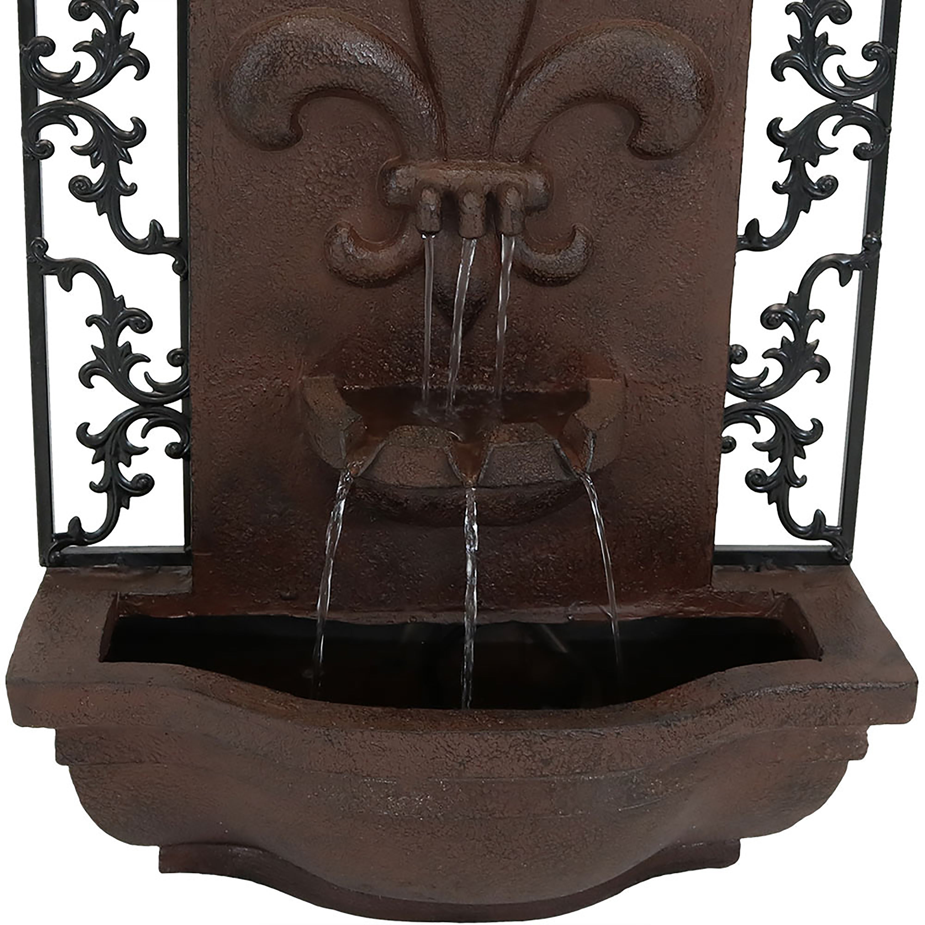 Sunnydaze French Lily Solar Powered Outdoor Wall Fountain - Elegant Garden Water Feature for Patio, Yard, and Backyard Decor