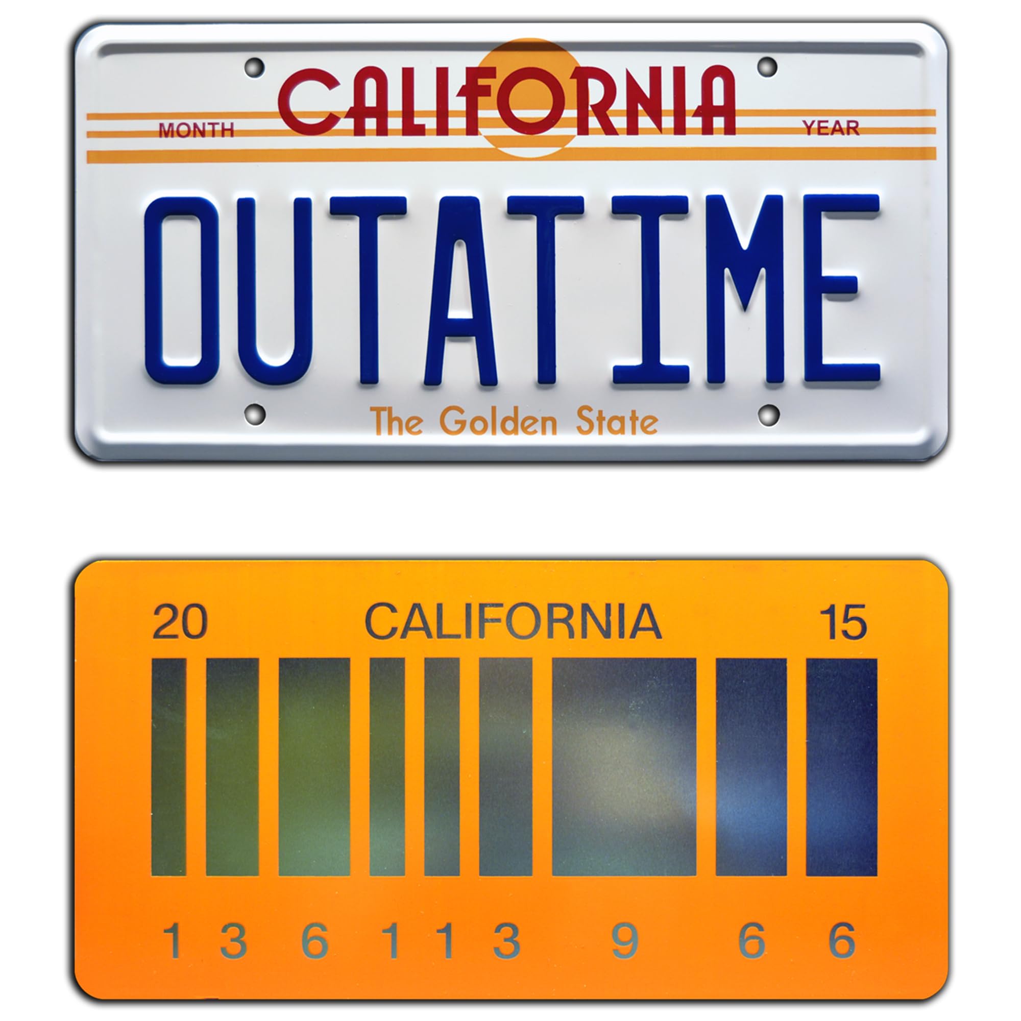 Back to The Future Metal License Plates - Outatime & 2015 Replica - Perfect for Car Decoration, Movie Collectibles & Fan Gifts