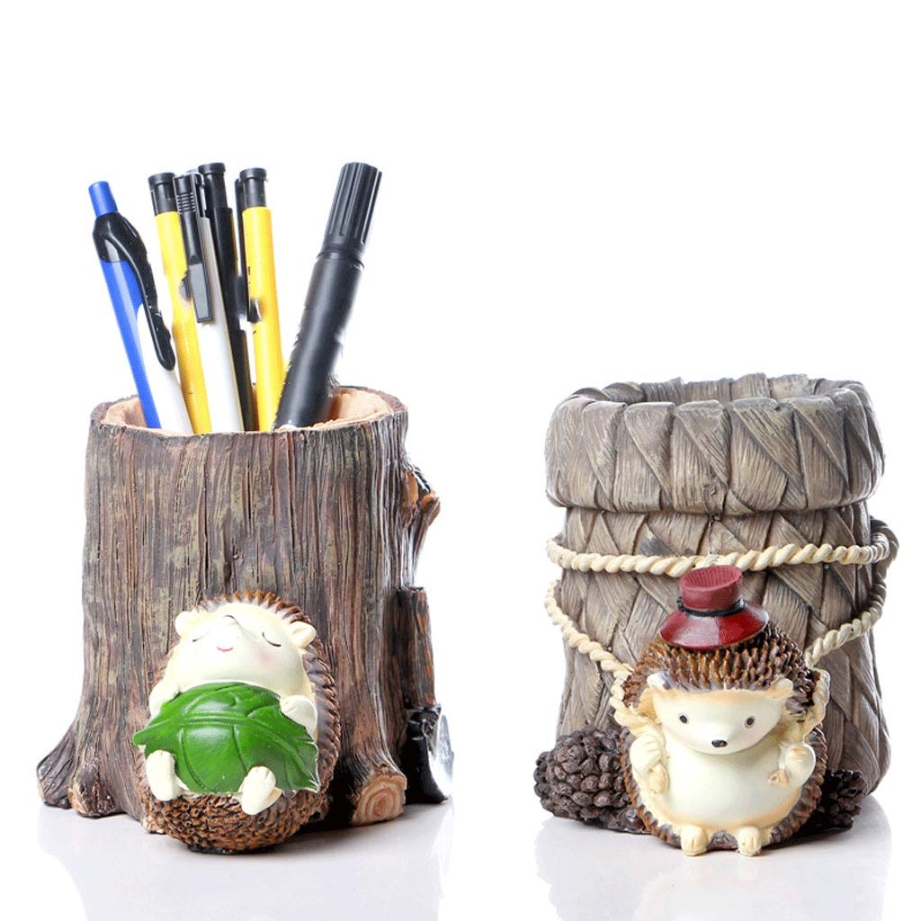 NNR Cute Resin Pen and Pencil Cup Holder - 2 Piece Set, Durable Desktop Organizer for Girls & Kids, Creative Desk Accessory - Perfect for School, Office, and Home Workspace Organization