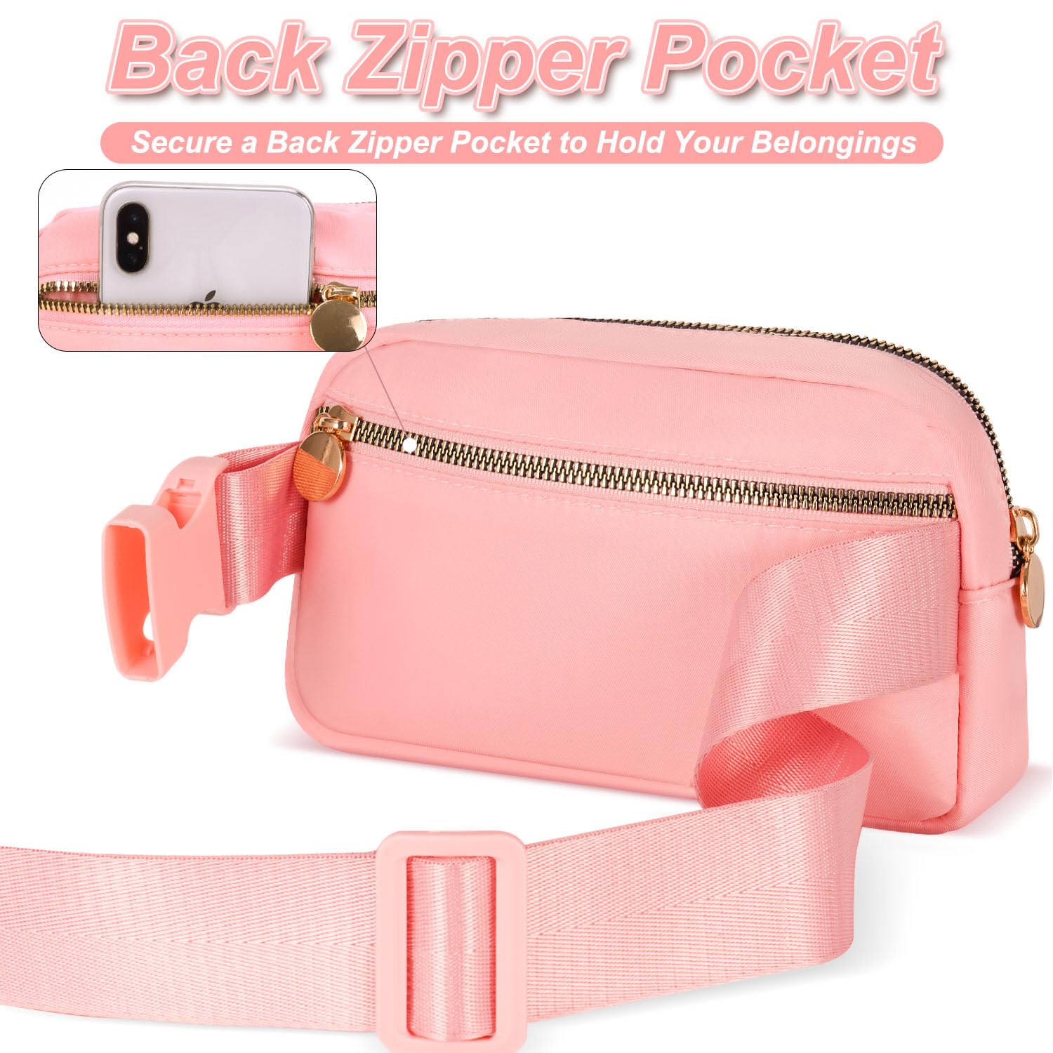 Trendy Crossbody Belt Bag for Girls & Teens - Cute Travel Essentials, Birthday Gift for Daughter, Sister, Her - White S & Peach - Perfect for School, Travel & Daily Outfits