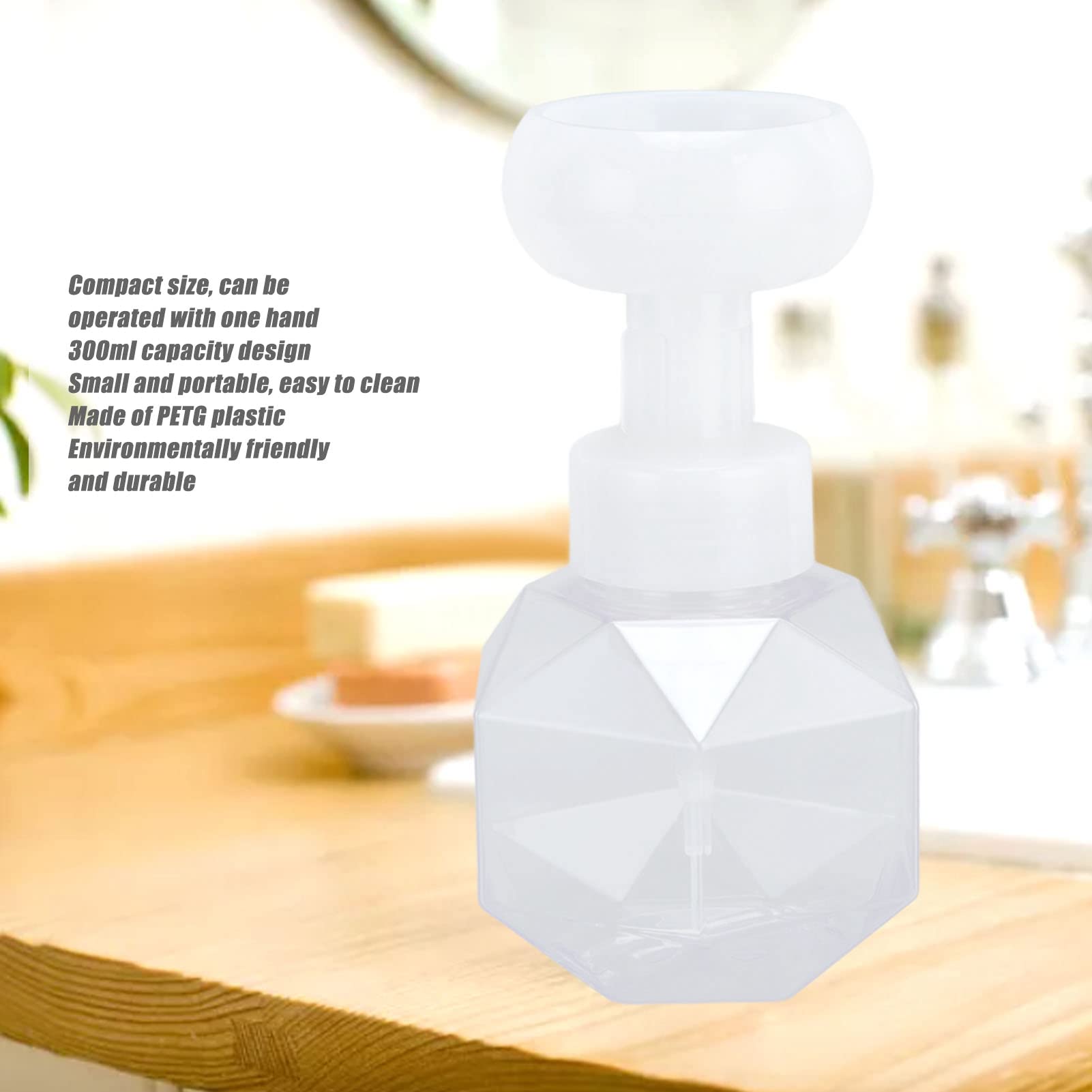 300ml Transparent Foaming Hand Soap Dispenser - Flower Design Liquid Soap Bottle with Foam Pump for Bathroom, Kitchen & Travel | Gentle Cleaning for Hands & Home