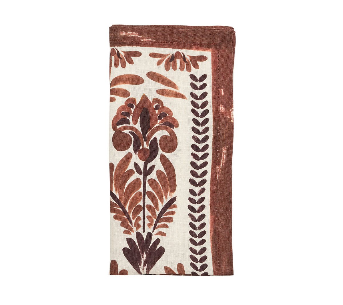 Botanica Ivory & Brown Napkin Set of 4 - Elegant Table Linens for Dinner Parties, Weddings & Home Decor