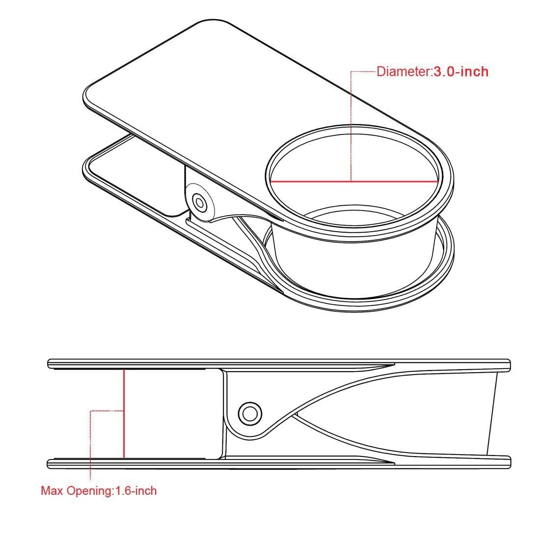 Black Cup Clip Drink Holder - 2 Pack - Secure Beverage & Phone Holder for Tables, Desks, Chairs, Shelves | Perfect for Office, Home, Car & Outdoor Use