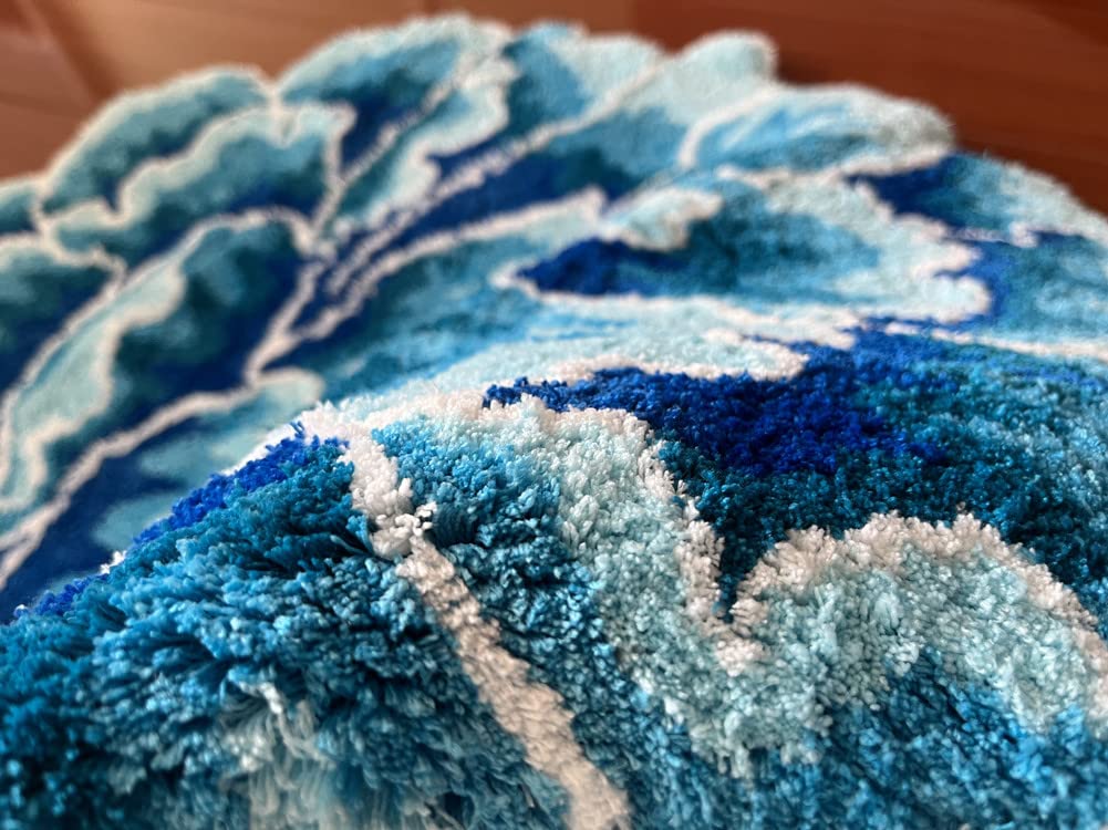 Blue Peony Flower Round Rug - Soft Plush Washable Non-Slip Bath Mat for Bedroom, Kitchen, Bathroom Floor Decor - Perfect for Home, Office & Nursery Floral Area Rugs