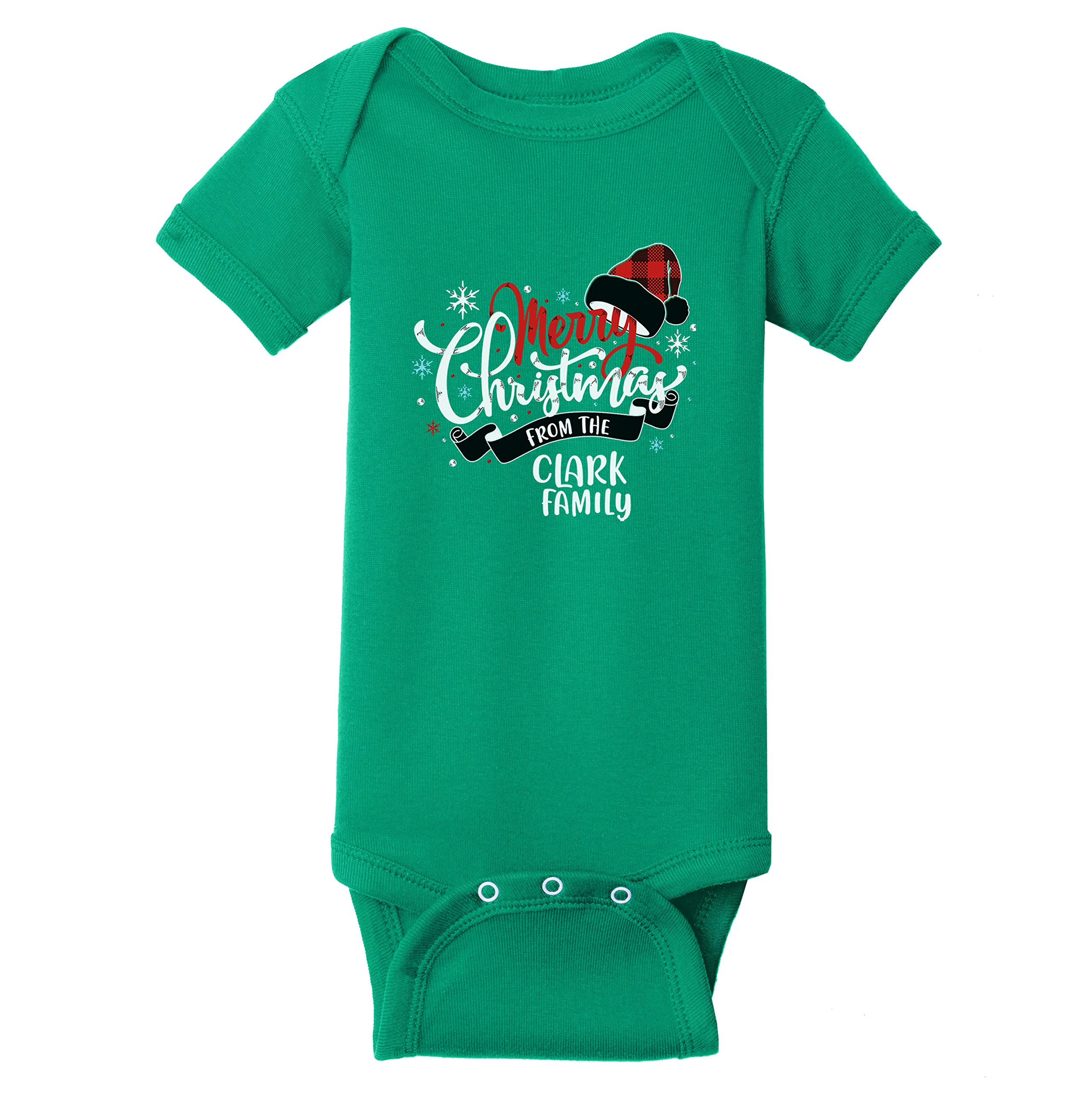 Personalized Buffalo Plaid Santa Hat Christmas Bodysuit for Baby Boys & Girls - Festive Holiday Outfit for Family Photos & Xmas Parties