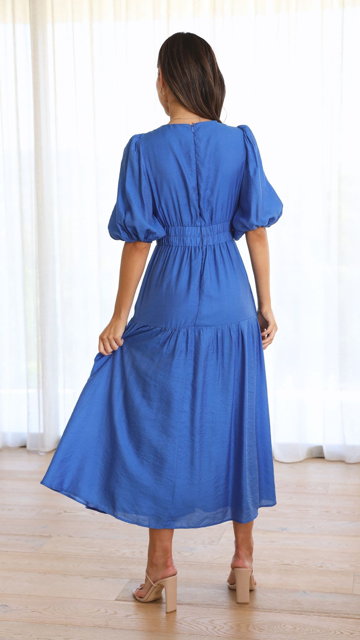 Erin Midi Dress for Women - Elegant Cobalt Blue Flowy Summer Dress | Perfect for Beach Vacations, Date Nights & Office Wear