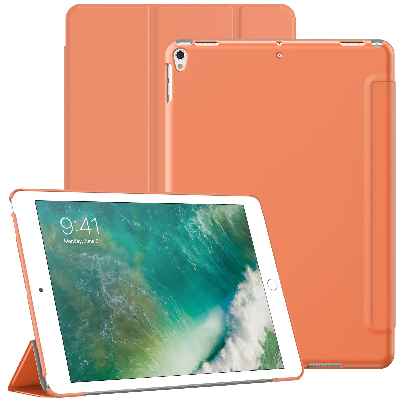 JETech Protective Case for iPad Pro 10.5-Inch & iPad Air 3 (2019 3rd Gen) - Hard Back Shell with Soft-Touch Finish, Auto Wake/Sleep Stand Cover - Perfect for Work, Travel & Home Use (Papaya Color)