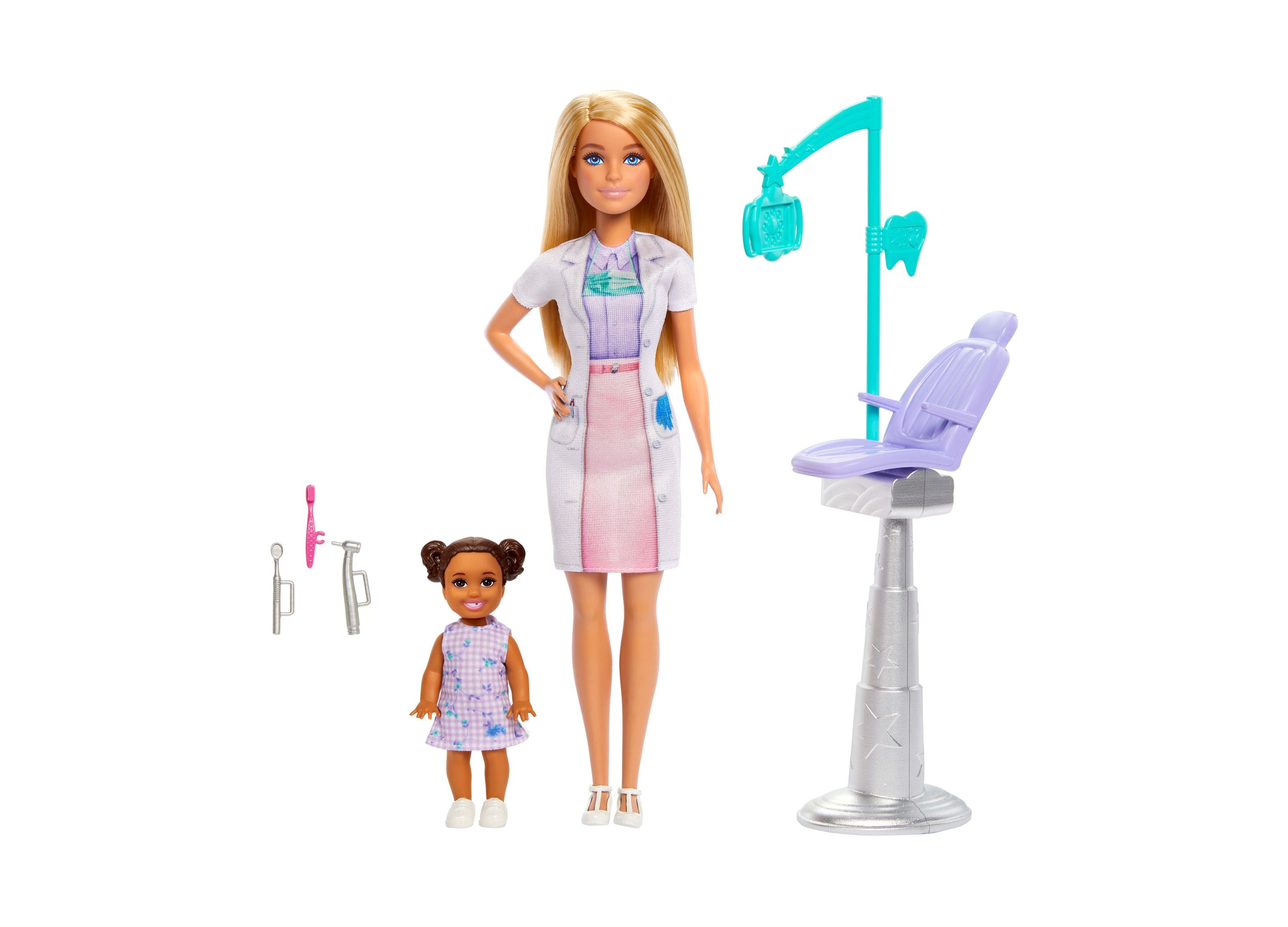 Barbie Dentist Playset with Blonde Doll, Kid Patient & Dental Tools - Fun Pretend Play for Kids' Dental Health Education