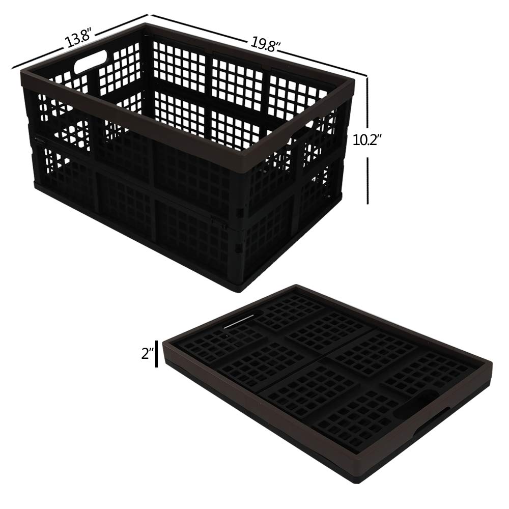 Morcte 3-Pack 42L Plastic Collapsible Storage Crates | Stackable Foldable Bins for Home Organization | Perfect for Closet, Pantry, Laundry & Garage Storage