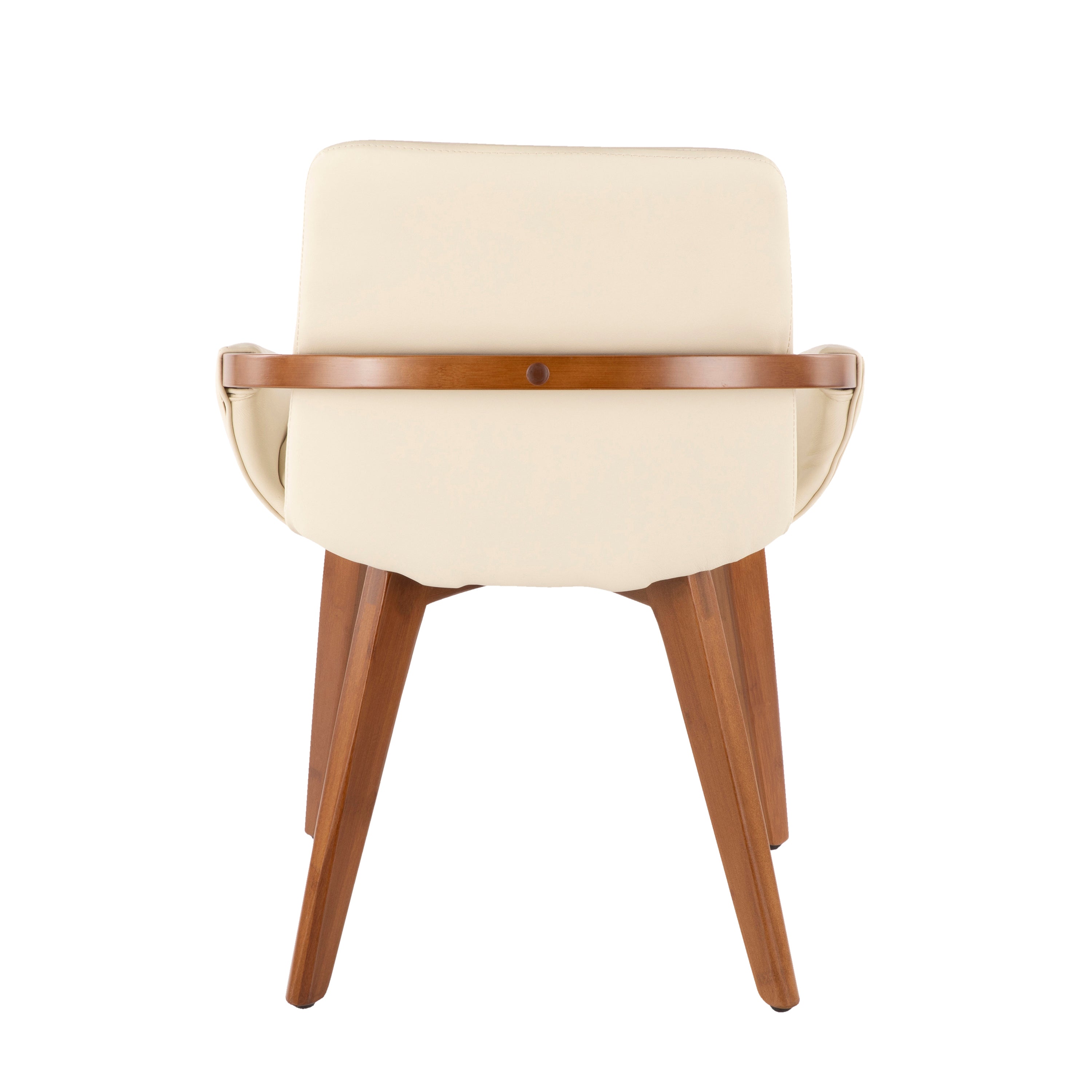 LumiSource Cosmo Mid Century Modern Chair - Walnut Wood Frame with Cream Faux Leather Upholstery | Stylish Accent Chair for Living Room, Office & Reading Nook