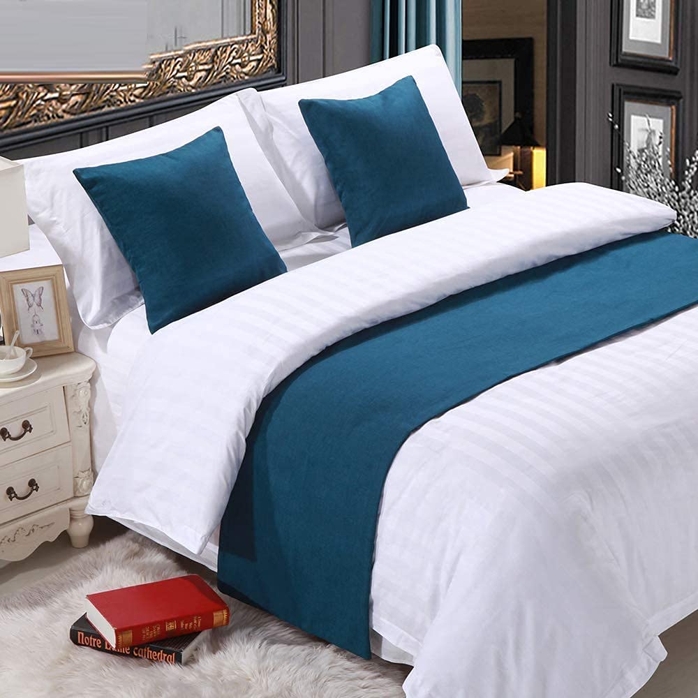 Luxury Cotton Linen Bed Runner Scarf - King Queen Size Bedspread Coverlet for Hotel & Home Decor - Elegant Foot of Bed Accent Piece - Perfect for Master Bedrooms, Guest Rooms & Airbnb Styling