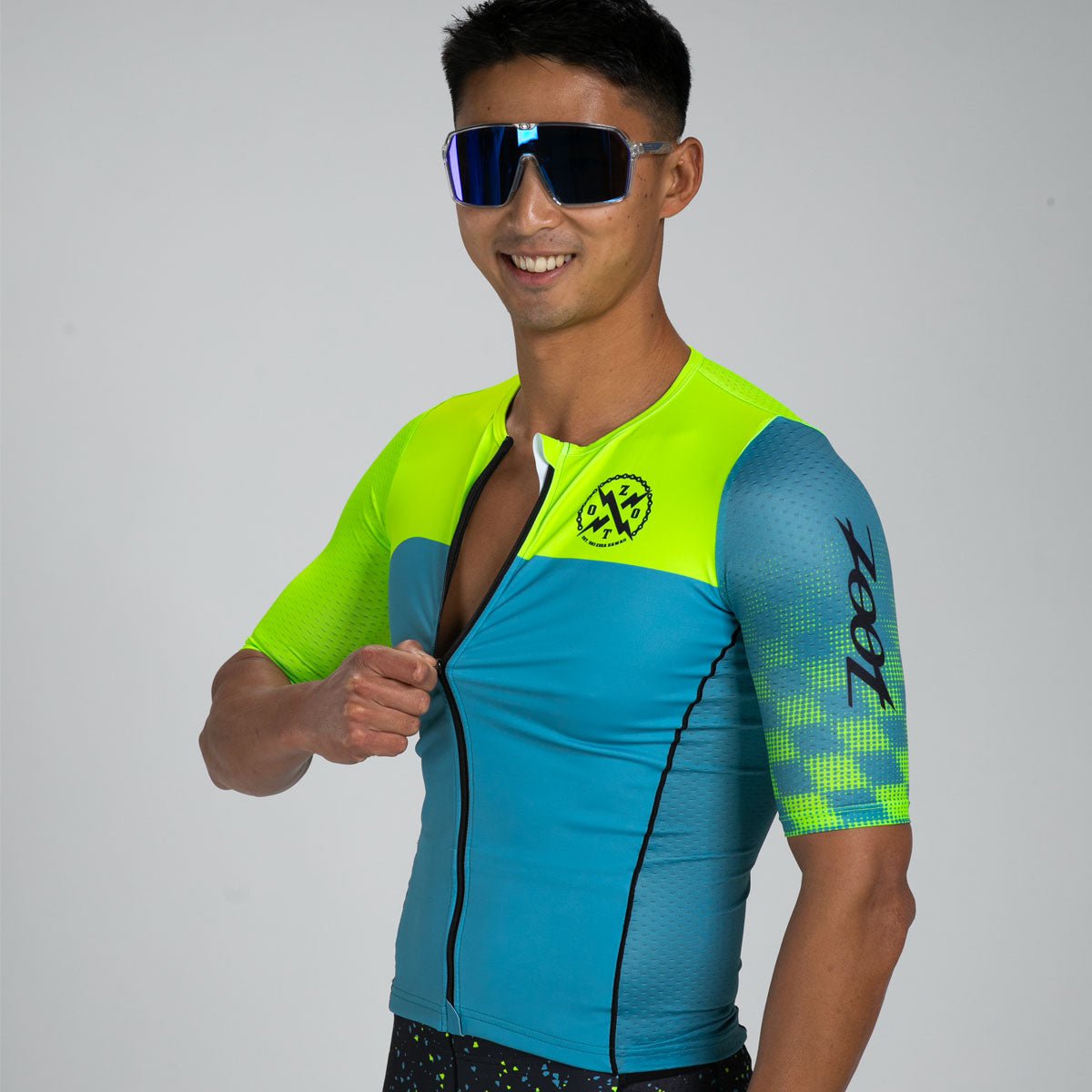 Men's Limited Edition Tri Aero Cycling Jersey - Lightweight & Breathable Performance Bike Shirt for Road Racing & Training - Electric Blue Color