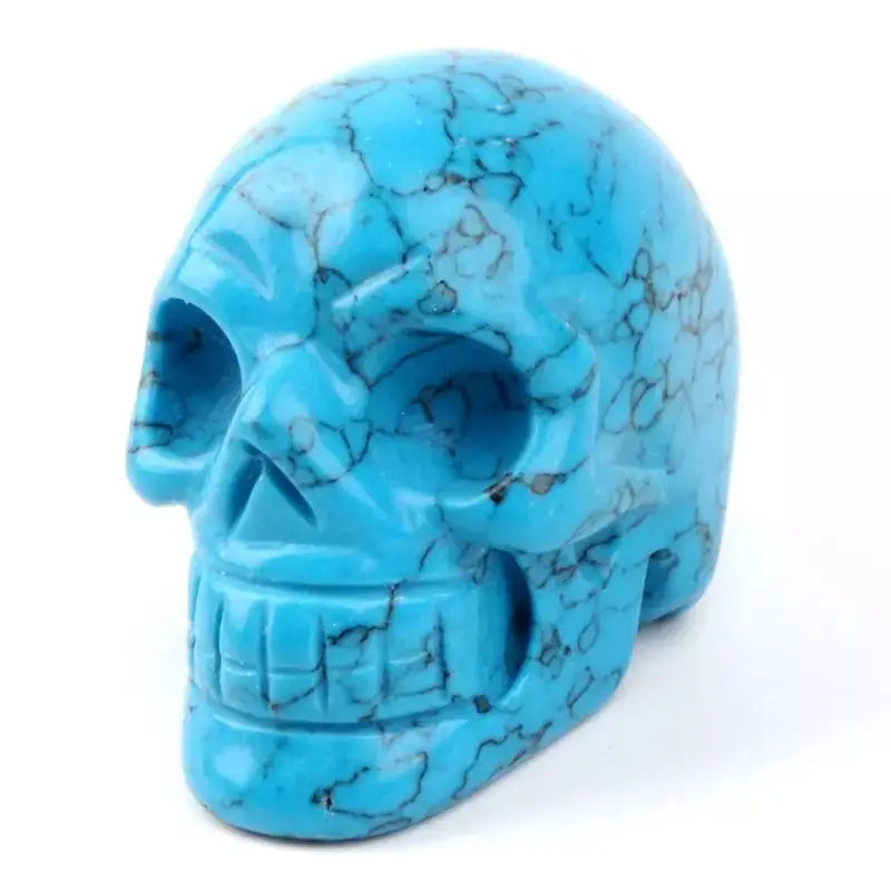 Natural Blue Turquoise Quartz Crystal Skull Head - 2 Inch Healing Stone for Home Decor, Meditation, and Spiritual Gifts | MOKAGY