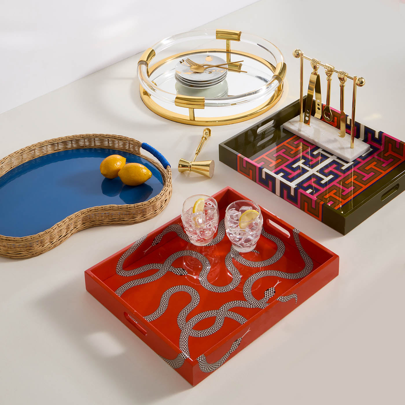 Elegant Madrid Lacquer Tray - Handcrafted Decorative Serving Tray for Home Decor, Dining, and Gift Giving - Perfect for Coffee Table, Vanity, or Wedding Decor