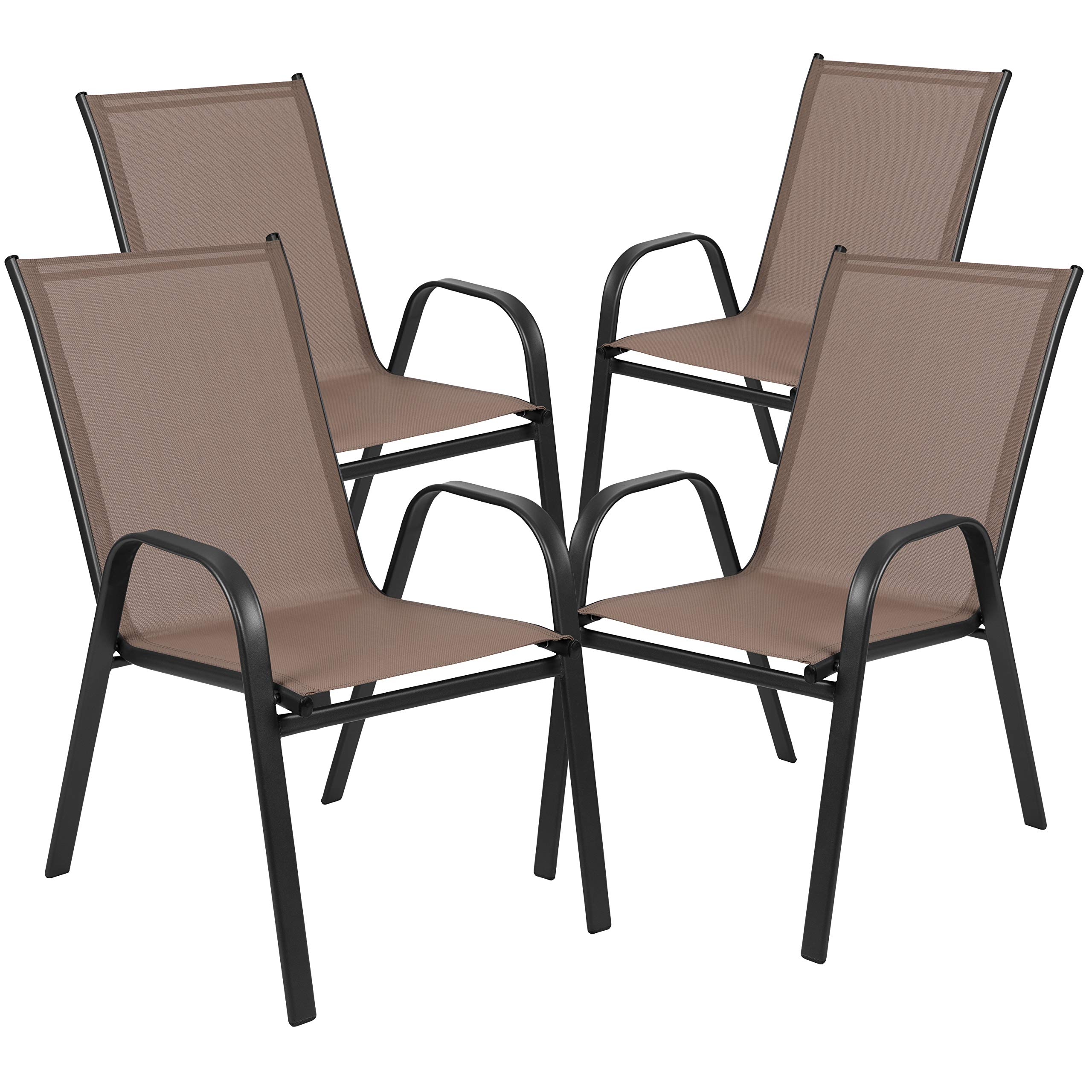 5-Piece Outdoor Patio Dining Set with 4 Brown Flex Comfort Stackable Chairs & 55