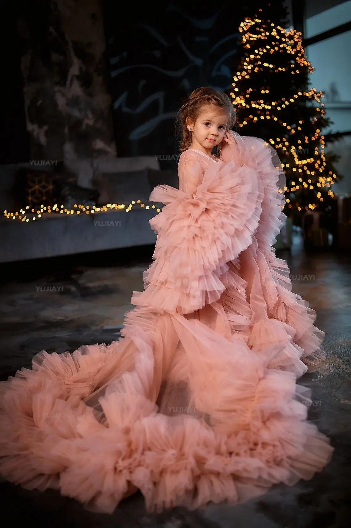Elegant Mother Daughter Puffy Tulle Photoshoot Dresses - Matching Formal Gowns for Wedding, Birthday Party & Family Portraits