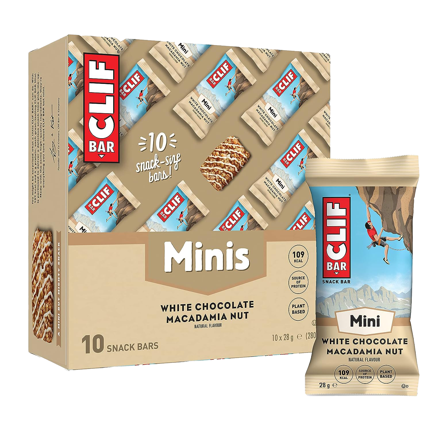 CLIF Bar Mini Energy Bars - White Chocolate Macadamia Nut Flavor (10 Pack, 28g Each) | Organic Gluten-Free Snacks for Hiking, Camping & Outdoor Activities
