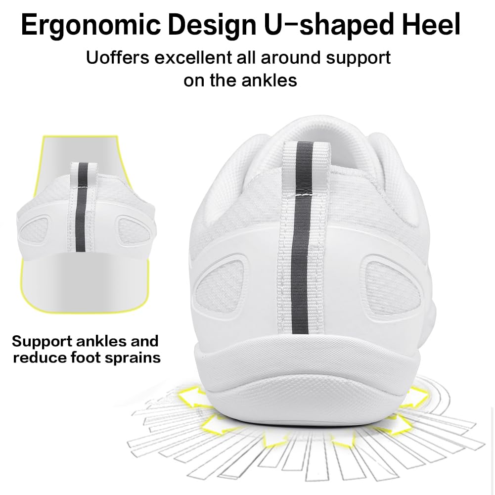 CADIDL Women's White Cheerleading Shoes - Lightweight Dance Shoes for Cheer, Pom, Dance Team & Gymnastics - Perfect for Competitions, Performances & Practice