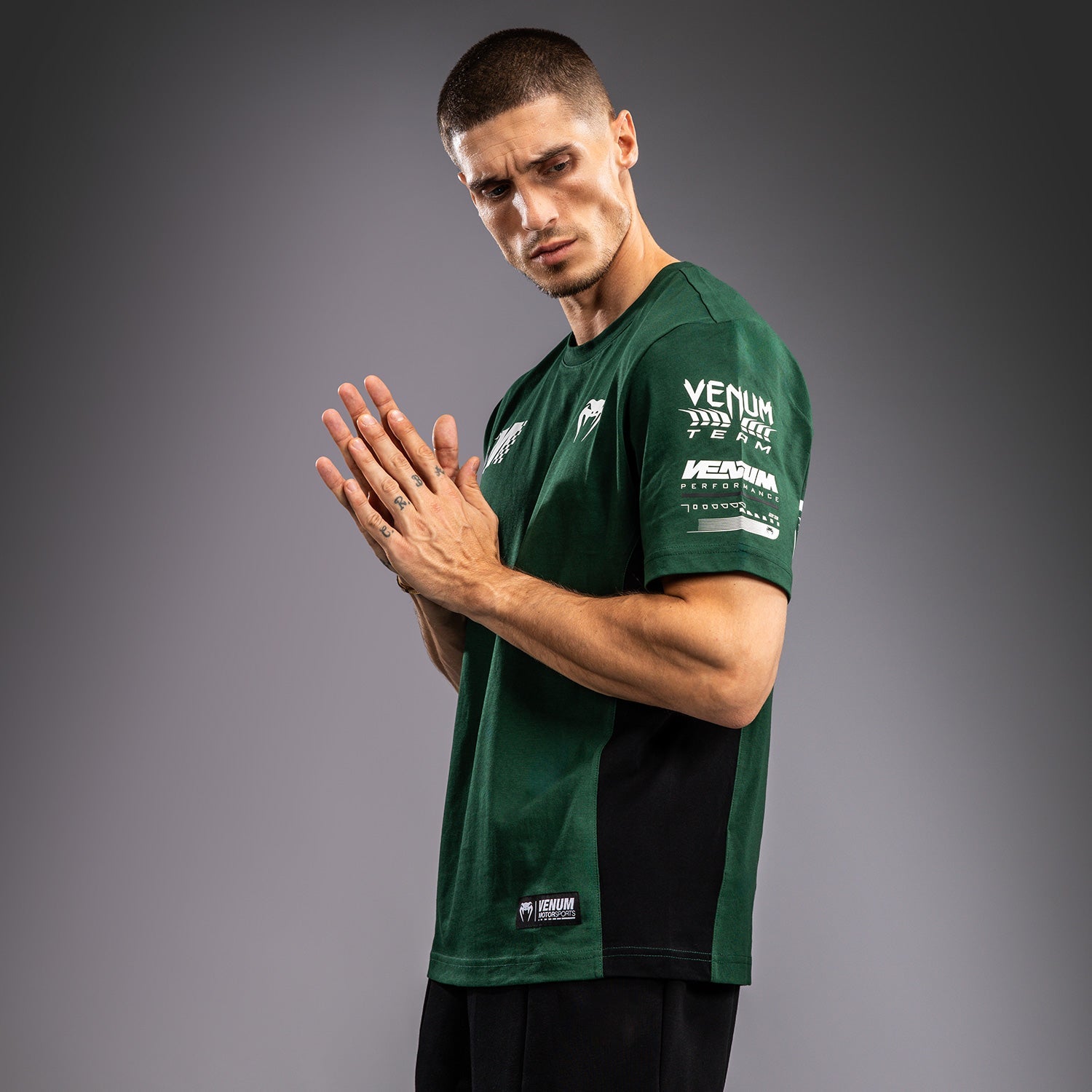 Venum Motorsport Performance T-Shirt for Men - Deep Forest Green - Breathable & Comfortable Activewear for Gym, Racing & Casual Wear