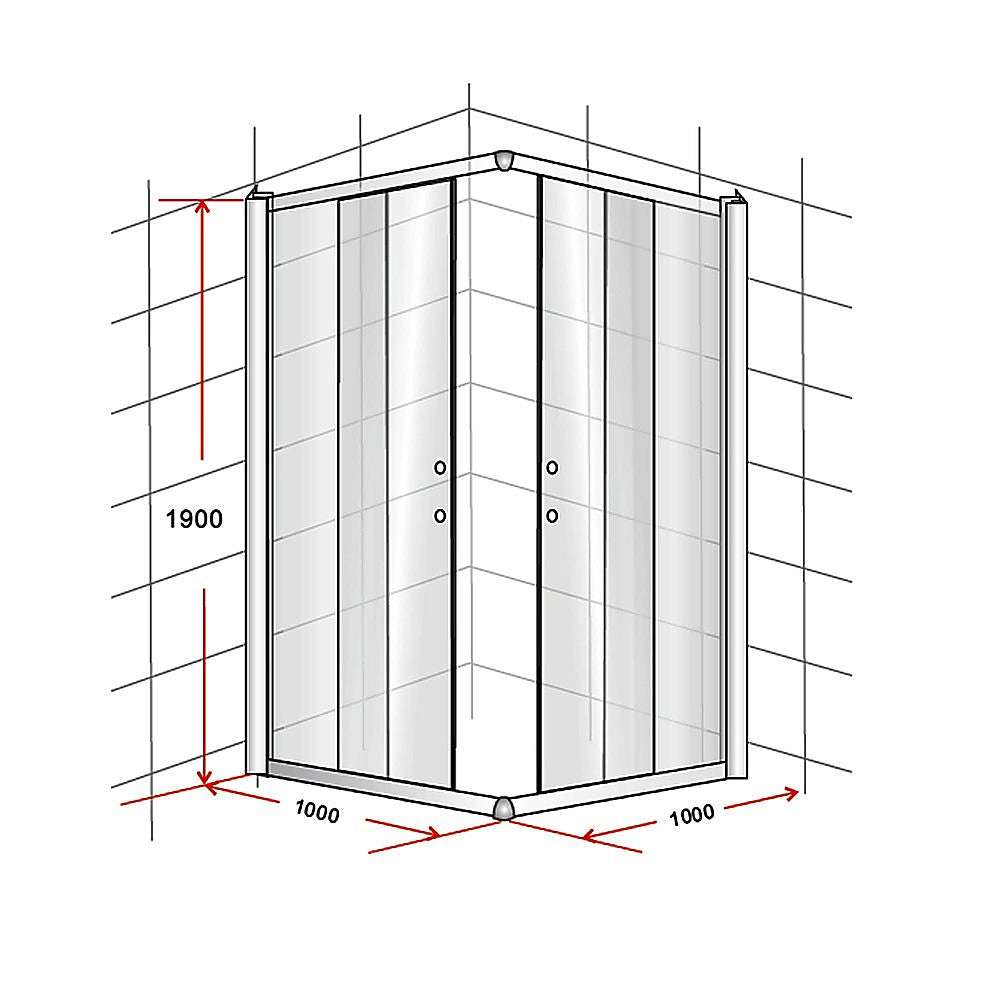 Della Francesca 1000 x 1000mm Sliding Door Shower Screen - Tempered Nano Safety Glass for Bathroom - Perfect for Modern Homes, Apartments & Spa-Like Showers